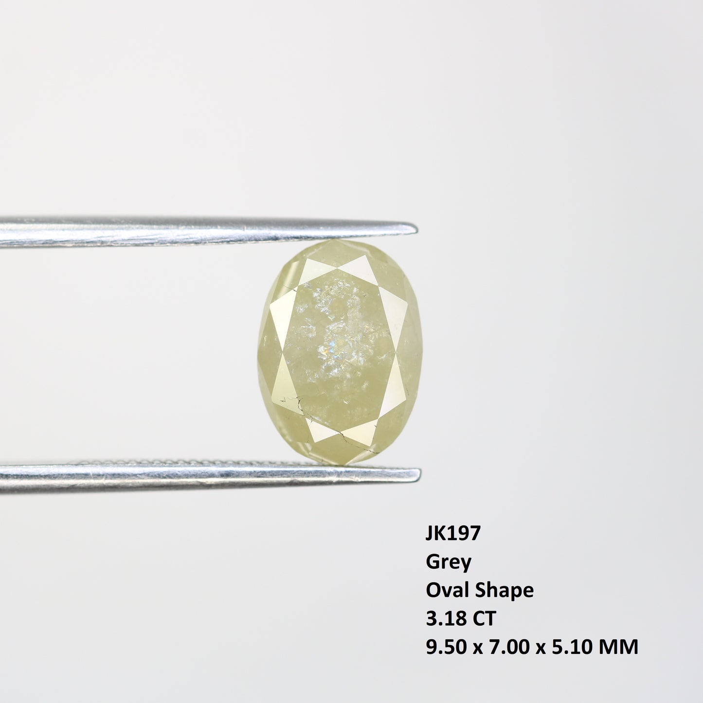 3.18 Carat Oval Shape Rustic Grey Natural Diamond For Wedding Ring - JayKrishna Diamond
