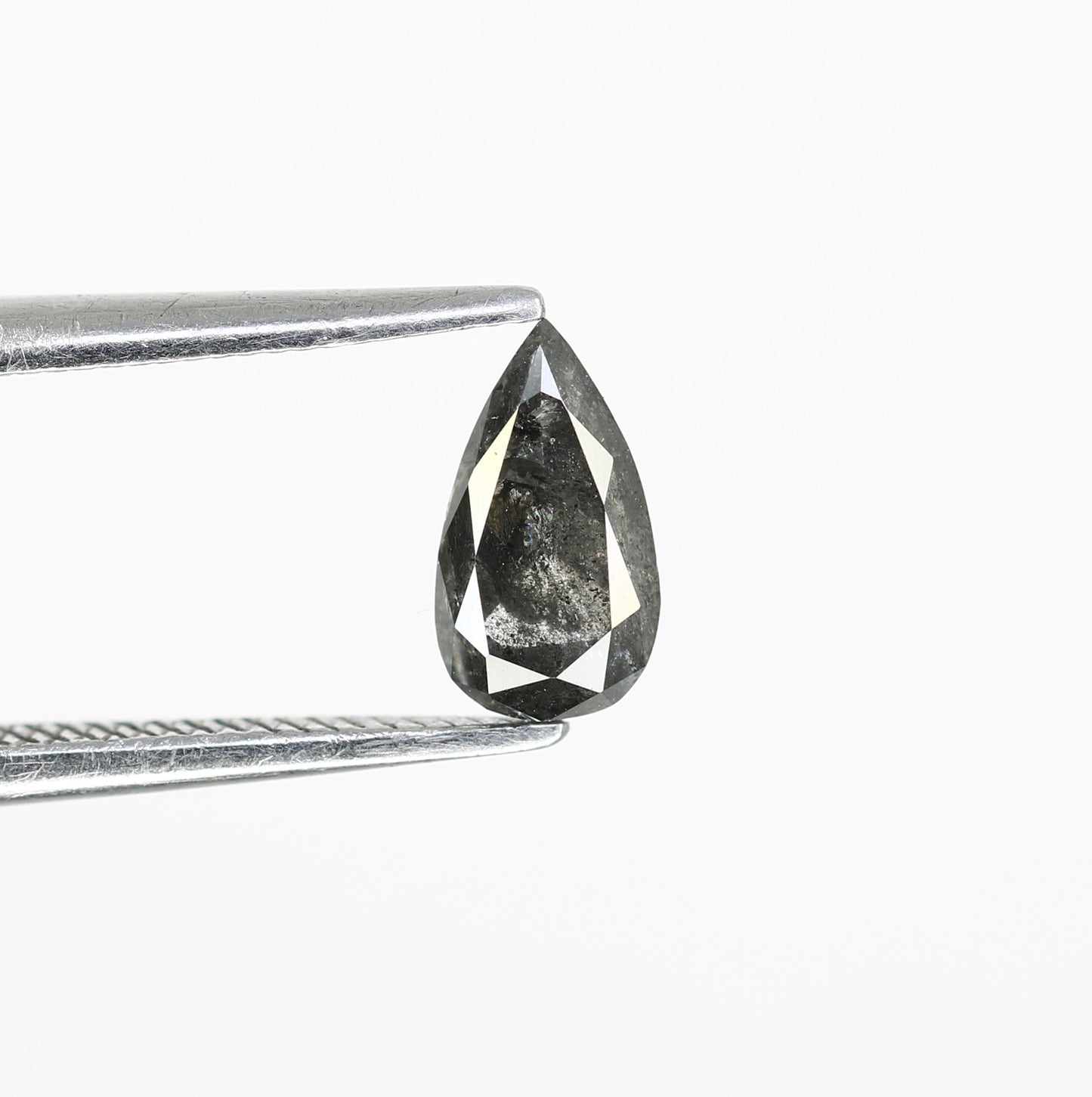 0.70 CT 7.30 MM Pear Shape Salt And Pepper Diamond For Engagement Ring - JayKrishna Diamond