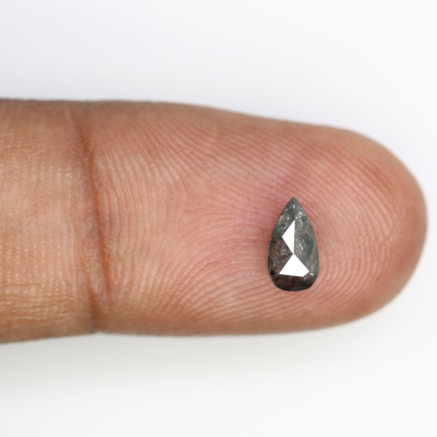 0.70 CT 7.30 MM Pear Shape Salt And Pepper Diamond For Engagement Ring - JayKrishna Diamond