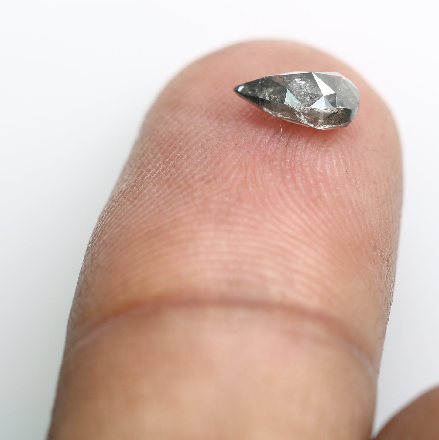 0.70 CT 7.30 MM Pear Shape Salt And Pepper Diamond For Engagement Ring - JayKrishna Diamond