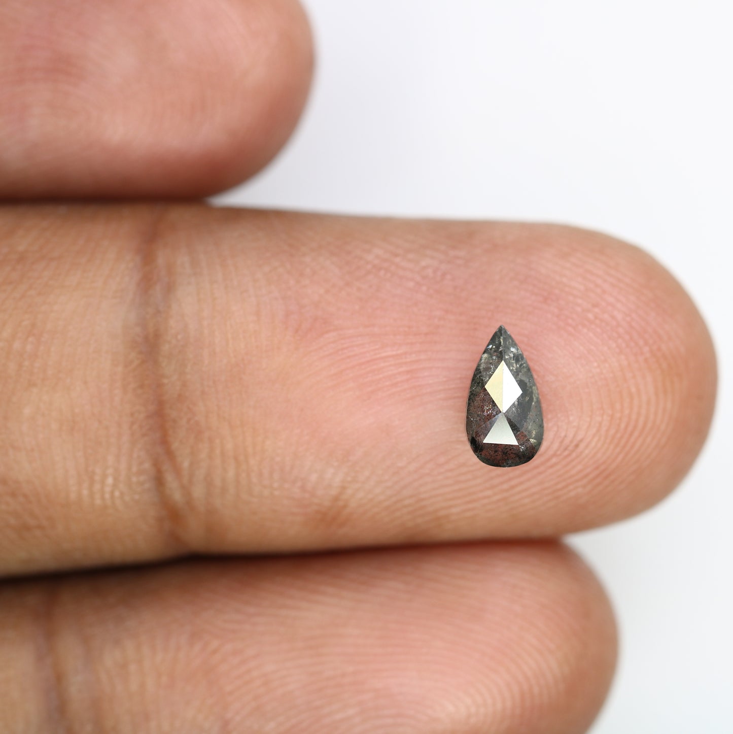 0.70 CT 7.30 MM Pear Shape Salt And Pepper Diamond For Engagement Ring - JayKrishna Diamond