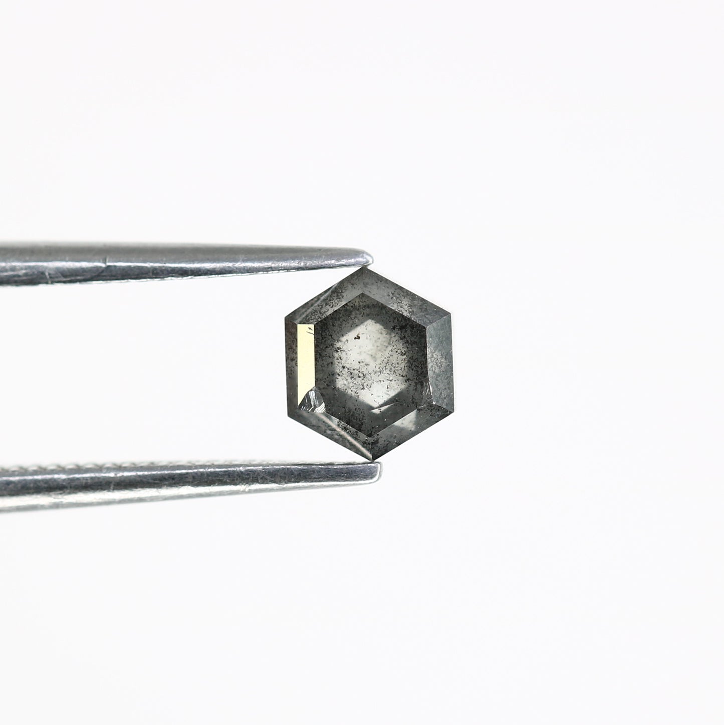 0.91 CT Hexagon Shape 5.30 MM Salt And Pepper Diamond For Engagement Ring - JayKrishna Diamond