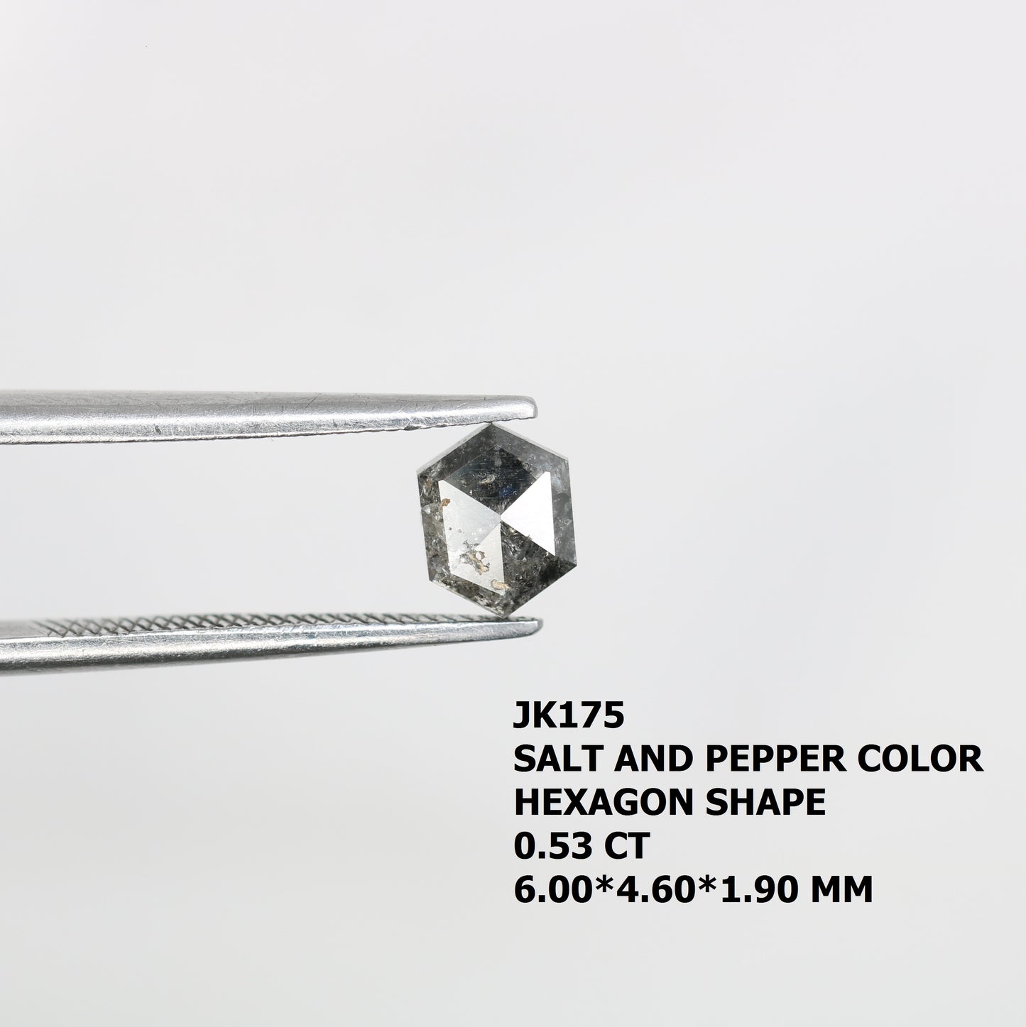 0.53 CT Elongated Hexagon Shape Salt And Pepper Diamond For Engagement Ring - JayKrishna Diamond