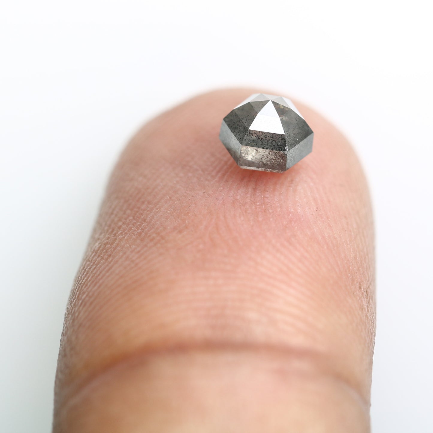 0.91 CT Hexagon Shape 5.30 MM Salt And Pepper Diamond For Engagement Ring - JayKrishna Diamond