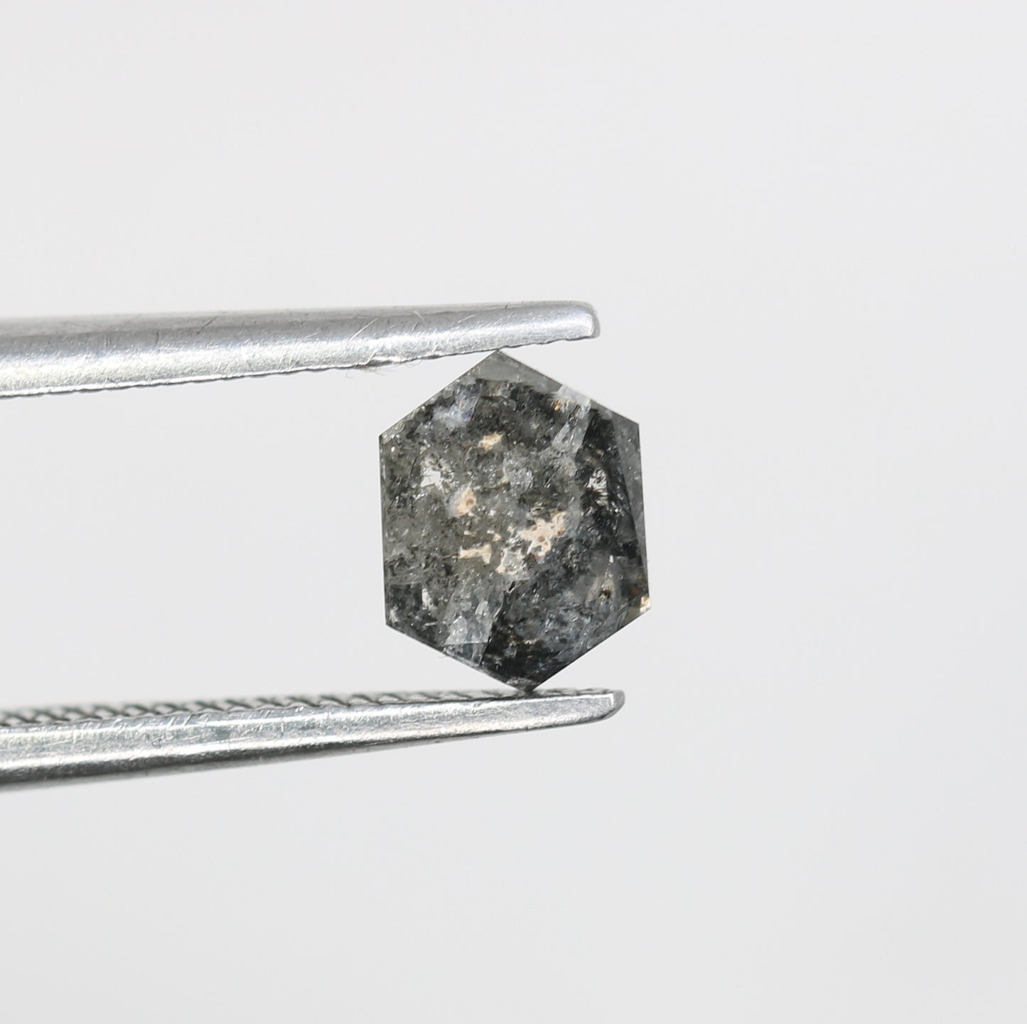 0.53 CT Elongated Hexagon Shape Salt And Pepper Diamond For Engagement Ring - JayKrishna Diamond