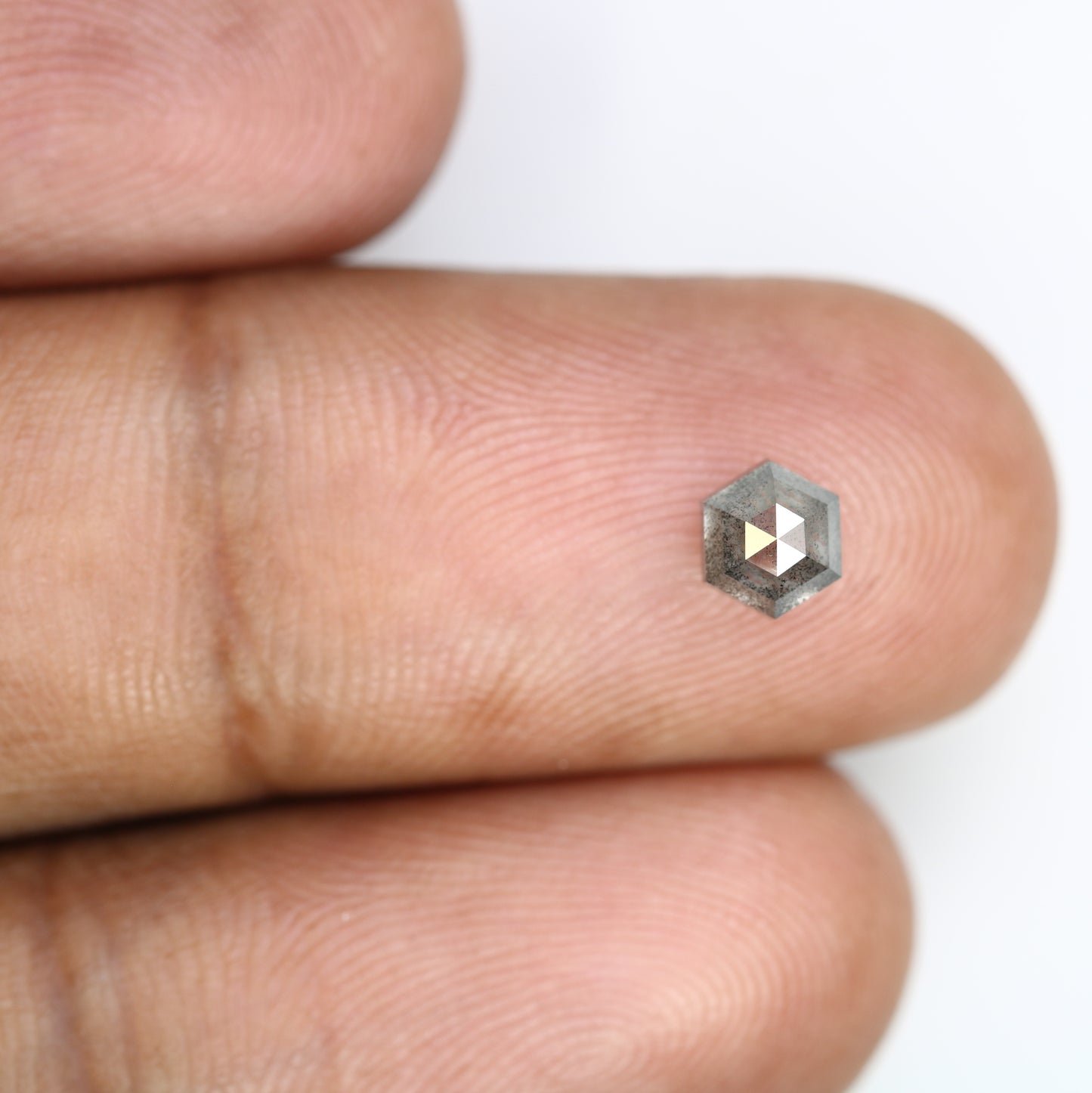 0.91 CT Hexagon Shape 5.30 MM Salt And Pepper Diamond For Engagement Ring - JayKrishna Diamond