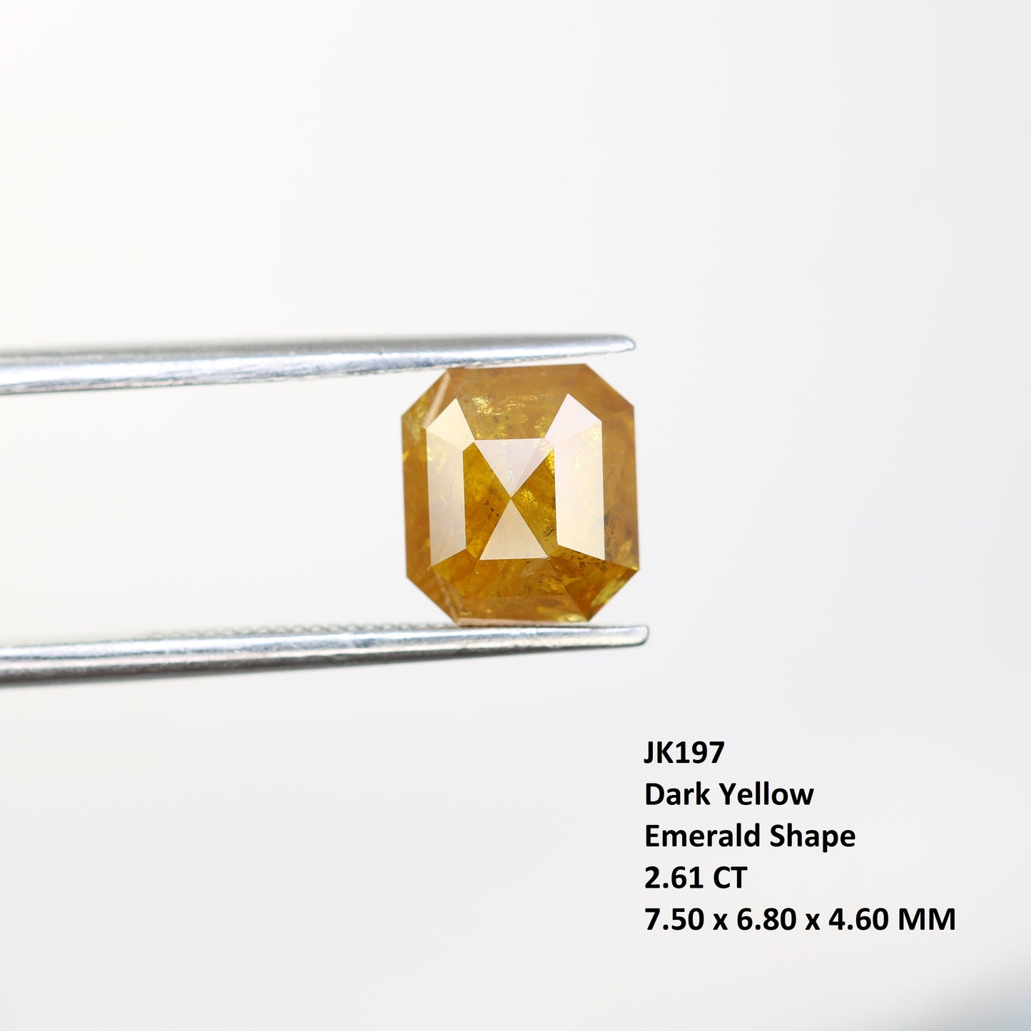 2.61 Carat Natural Loose Emerald Shape Yellow Color Rustic Diamond - JayKrishna Diamond