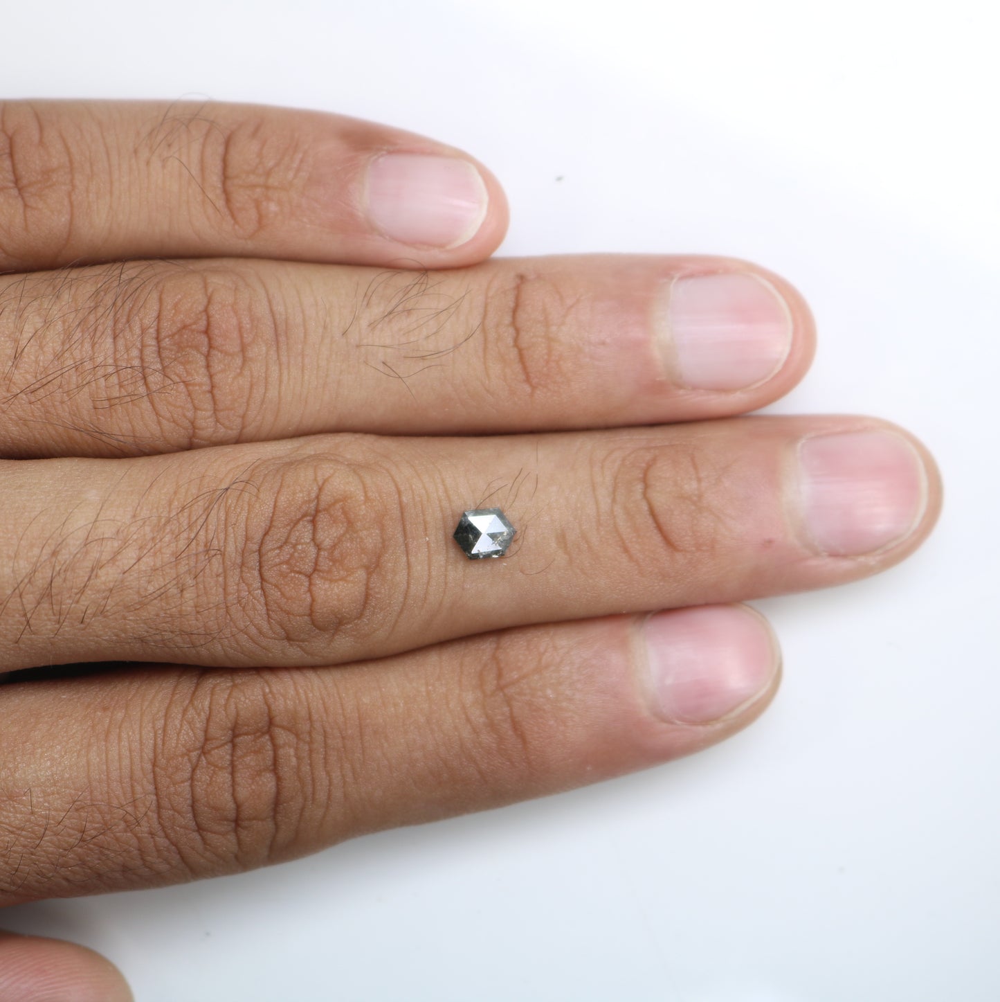 0.53 CT Elongated Hexagon Shape Salt And Pepper Diamond For Engagement Ring - JayKrishna Diamond