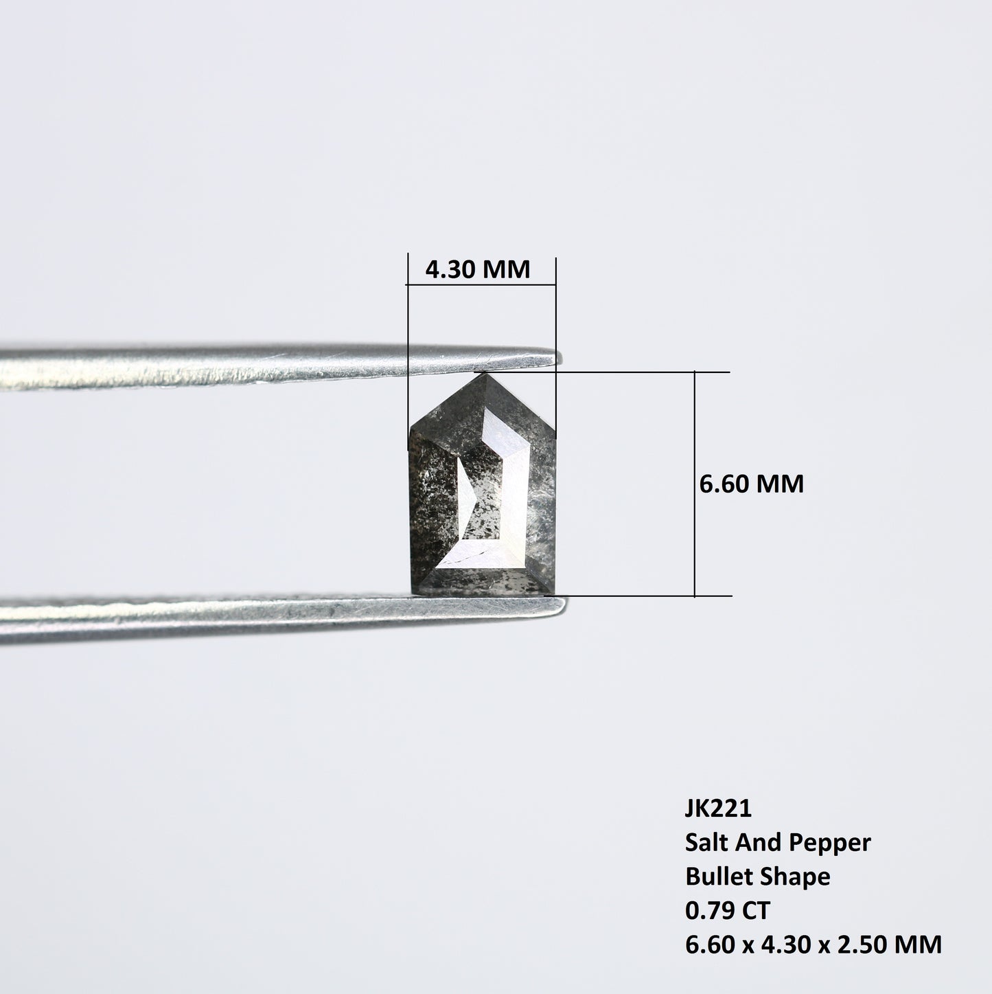 0.79 CT Salt And Pepper Bullet Shape Diamond For Engagement Ring - JayKrishna Diamond