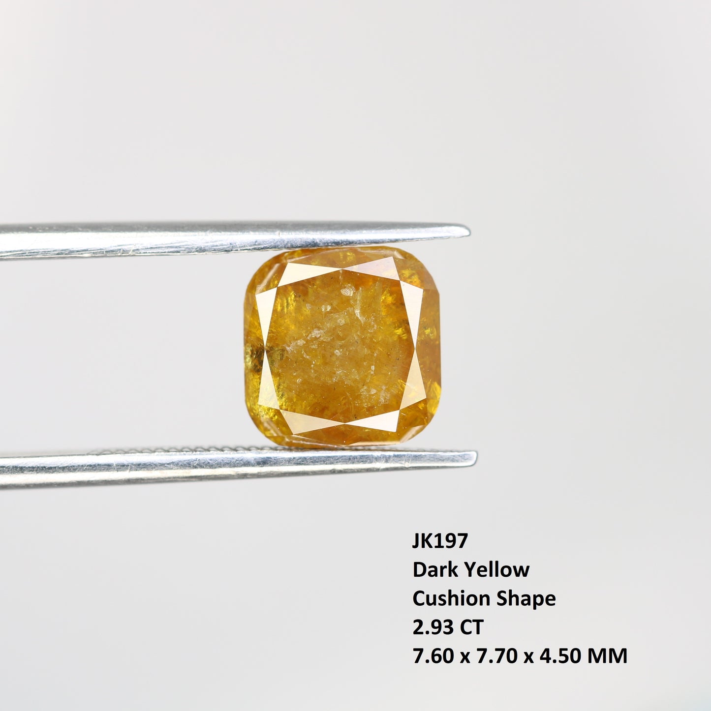 2.93 Carat Natural Loose Cushion Shape Yellow Rustic Diamond For Wedding Ring - JayKrishna Diamond