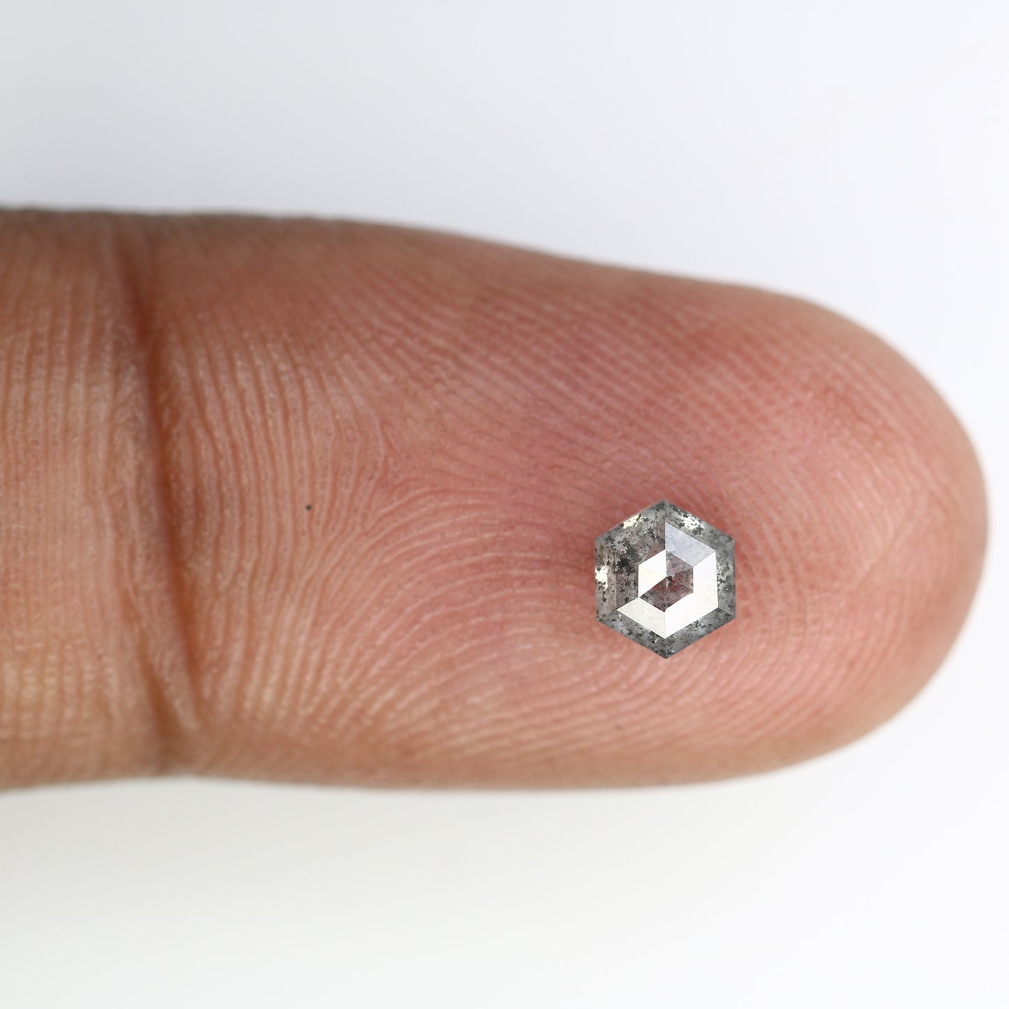 0.51 CT Hexagon Shape 5.00 MM Salt And Pepper Diamond For Wedding Ring - JayKrishna Diamond