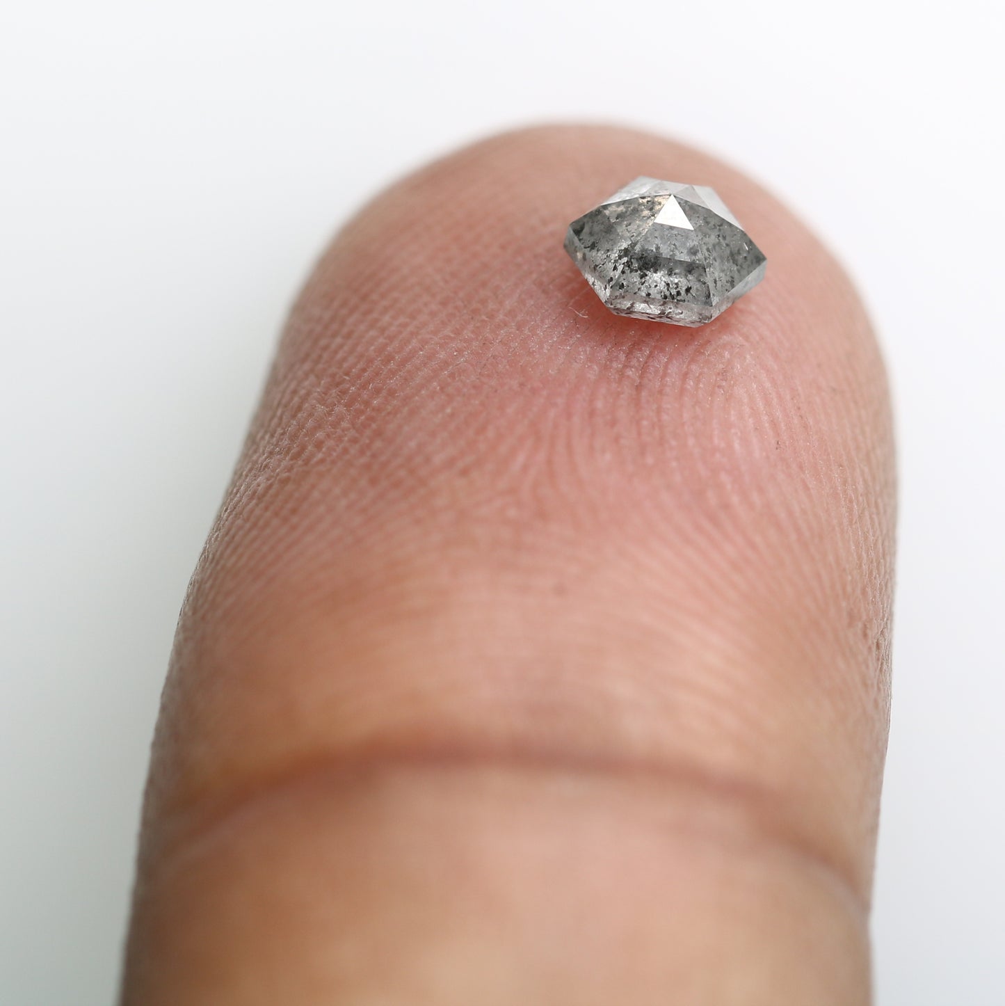 0.51 CT Hexagon Shape 5.00 MM Salt And Pepper Diamond For Wedding Ring - JayKrishna Diamond