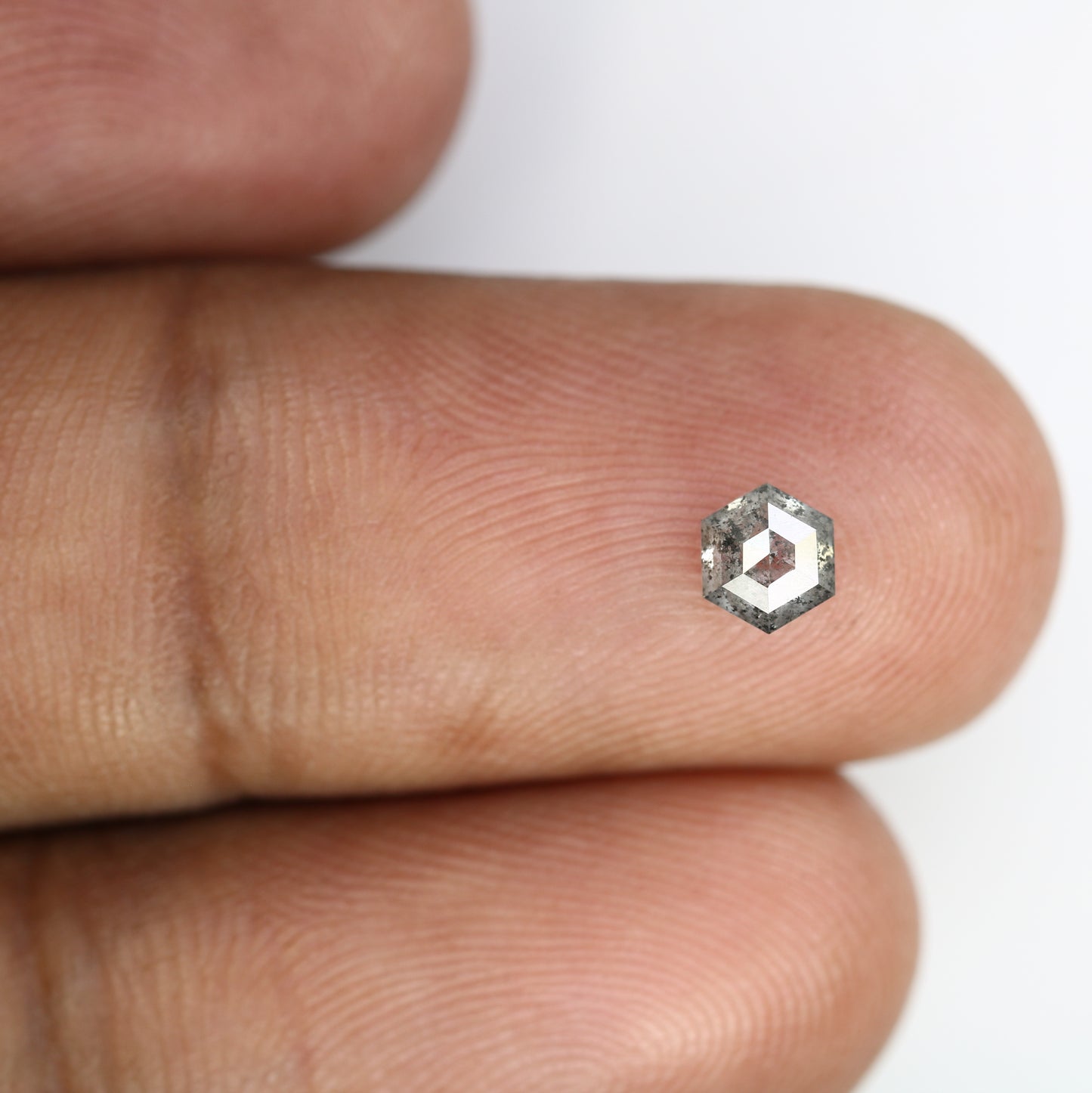 0.51 CT Hexagon Shape 5.00 MM Salt And Pepper Diamond For Wedding Ring - JayKrishna Diamond