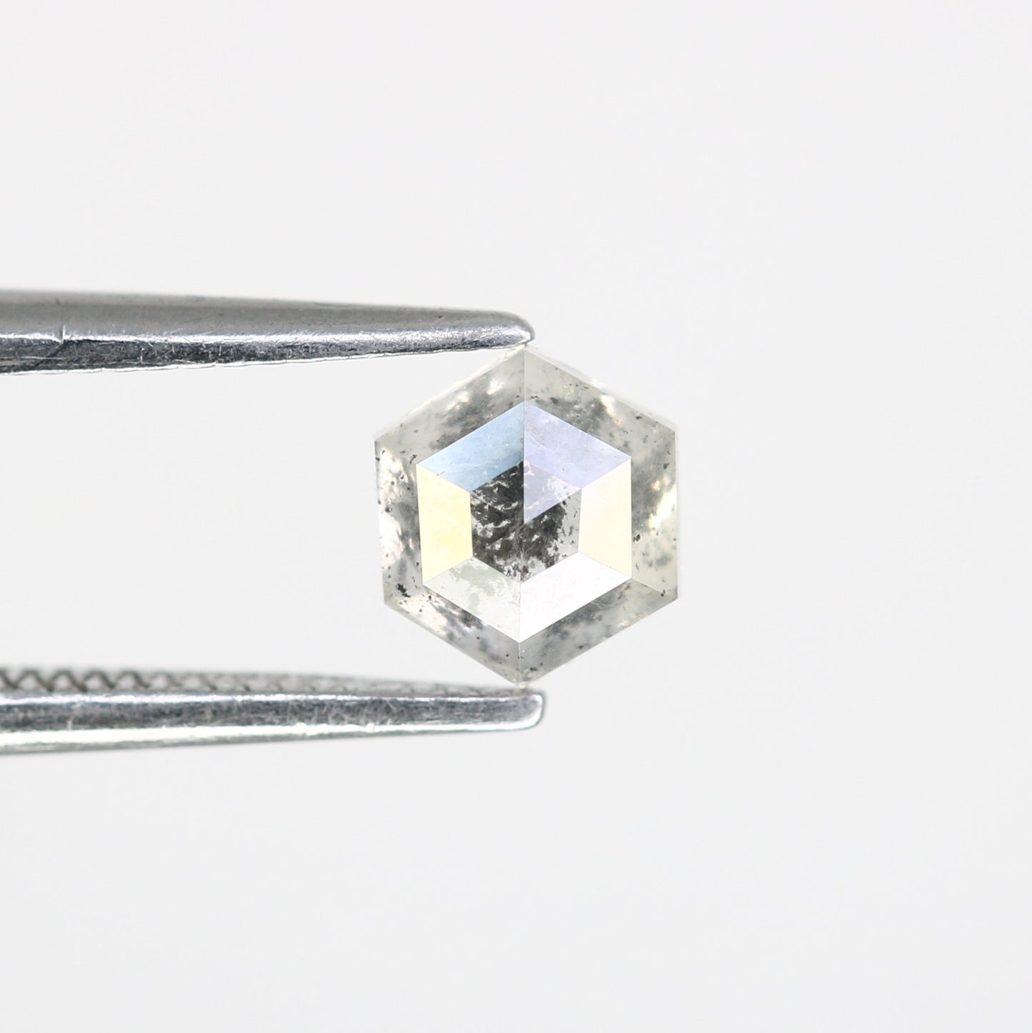 0.66 CT Hexagon Shape 5.40 MM Salt and Pepper Diamond for Engagement Ring - Unique Gemstone for Custom Bridal Jewelry Designs - JayKrishna Diamond