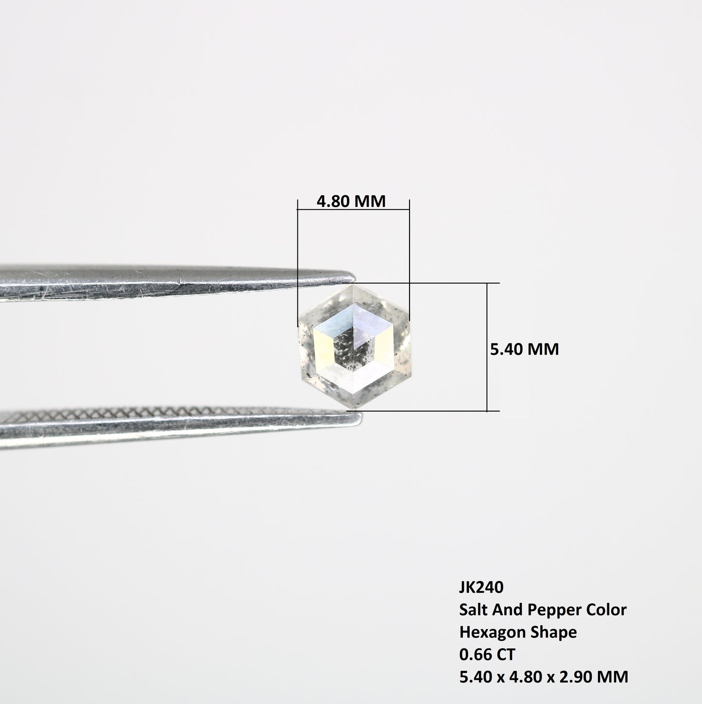 0.66 CT Hexagon Shape 5.40 MM Salt and Pepper Diamond for Engagement Ring - Unique Gemstone for Custom Bridal Jewelry Designs - JayKrishna Diamond
