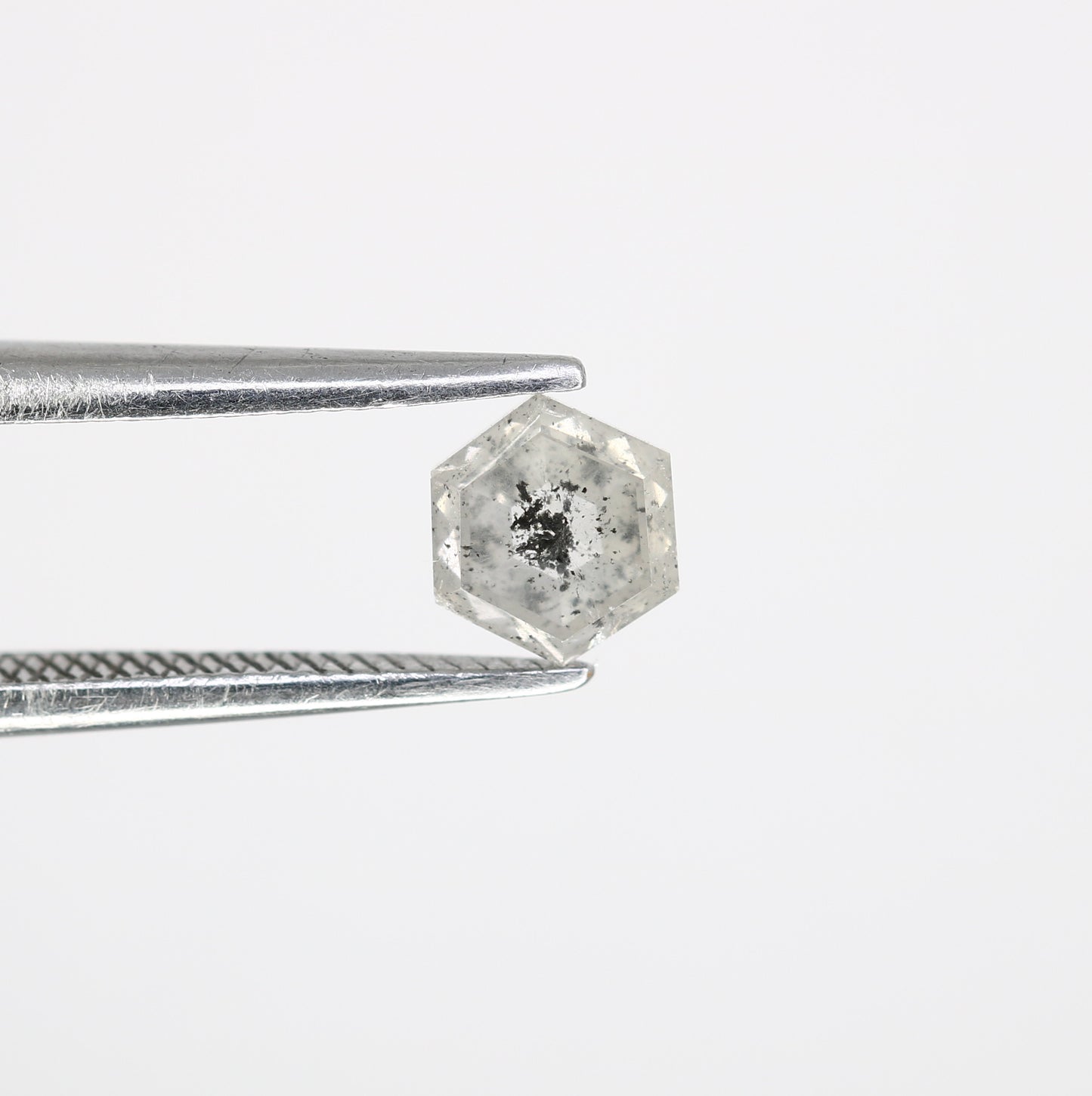 0.66 CT Hexagon Shape 5.40 MM Salt and Pepper Diamond for Engagement Ring - Unique Gemstone for Custom Bridal Jewelry Designs - JayKrishna Diamond