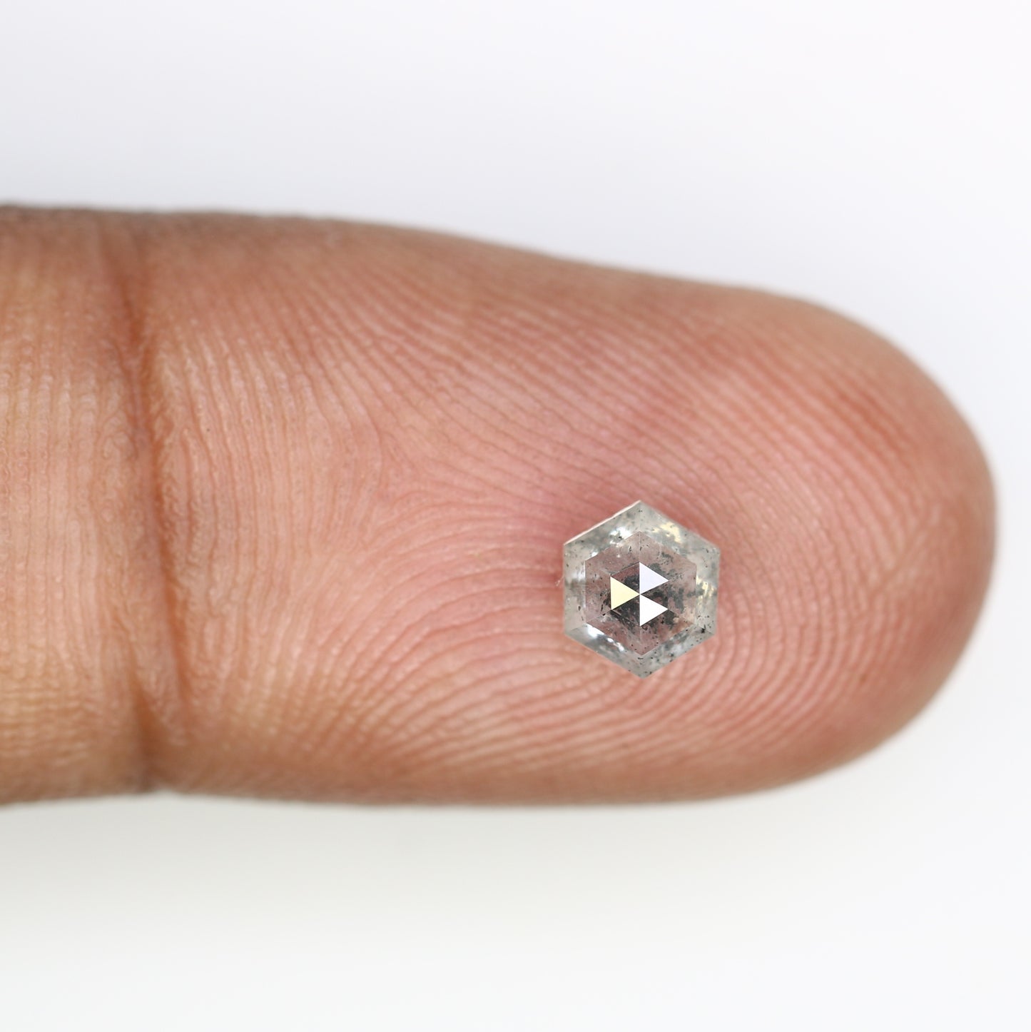 0.66 CT Hexagon Shape 5.40 MM Salt and Pepper Diamond for Engagement Ring - Unique Gemstone for Custom Bridal Jewelry Designs - JayKrishna Diamond