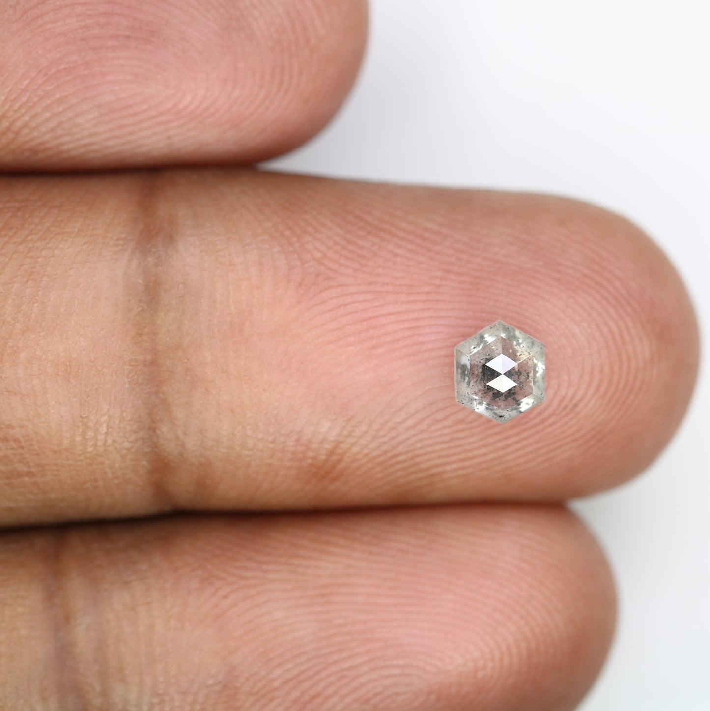 0.66 CT Hexagon Shape 5.40 MM Salt and Pepper Diamond for Engagement Ring - Unique Gemstone for Custom Bridal Jewelry Designs - JayKrishna Diamond