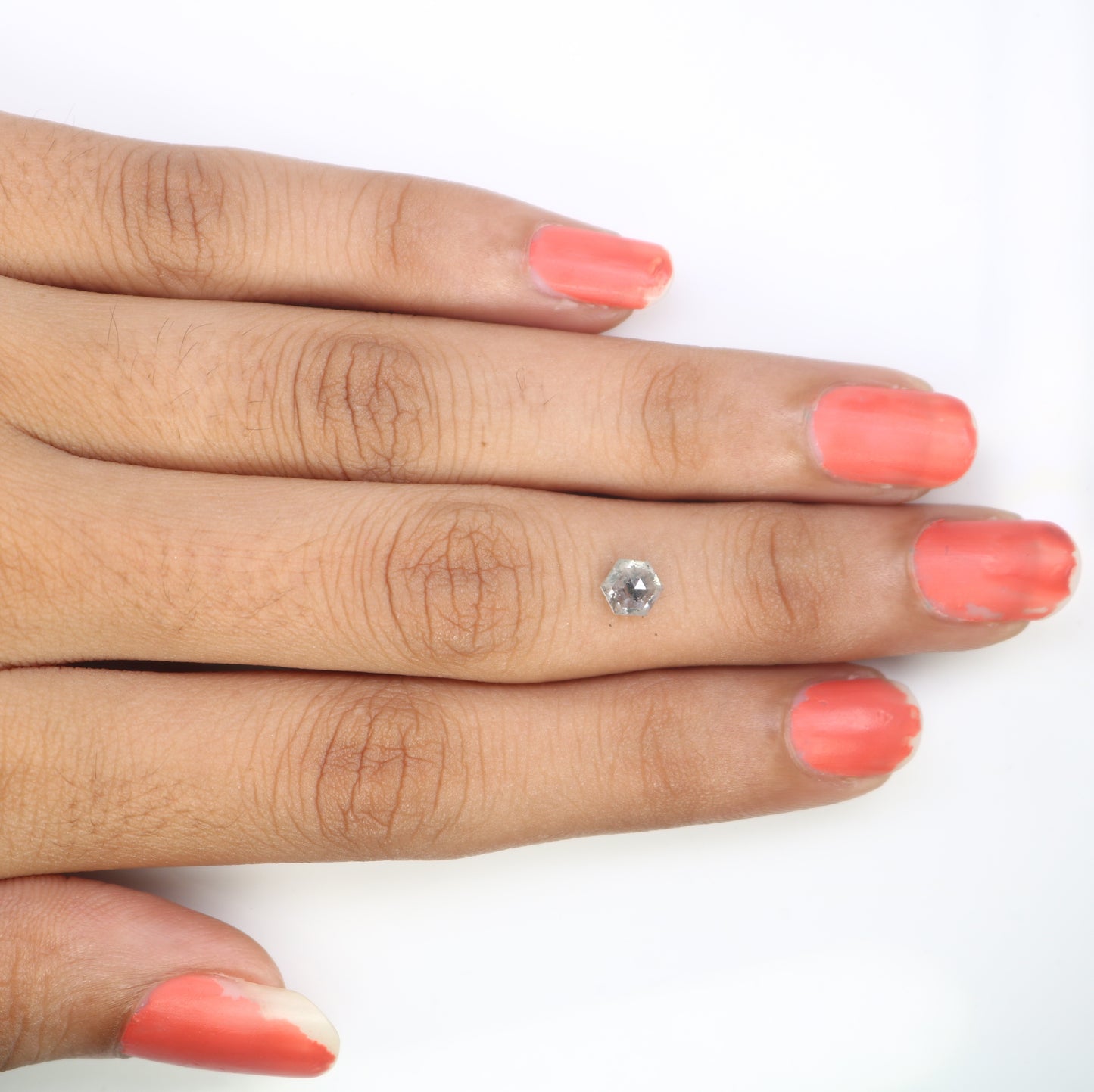0.66 CT Hexagon Shape 5.40 MM Salt and Pepper Diamond for Engagement Ring - Unique Gemstone for Custom Bridal Jewelry Designs - JayKrishna Diamond