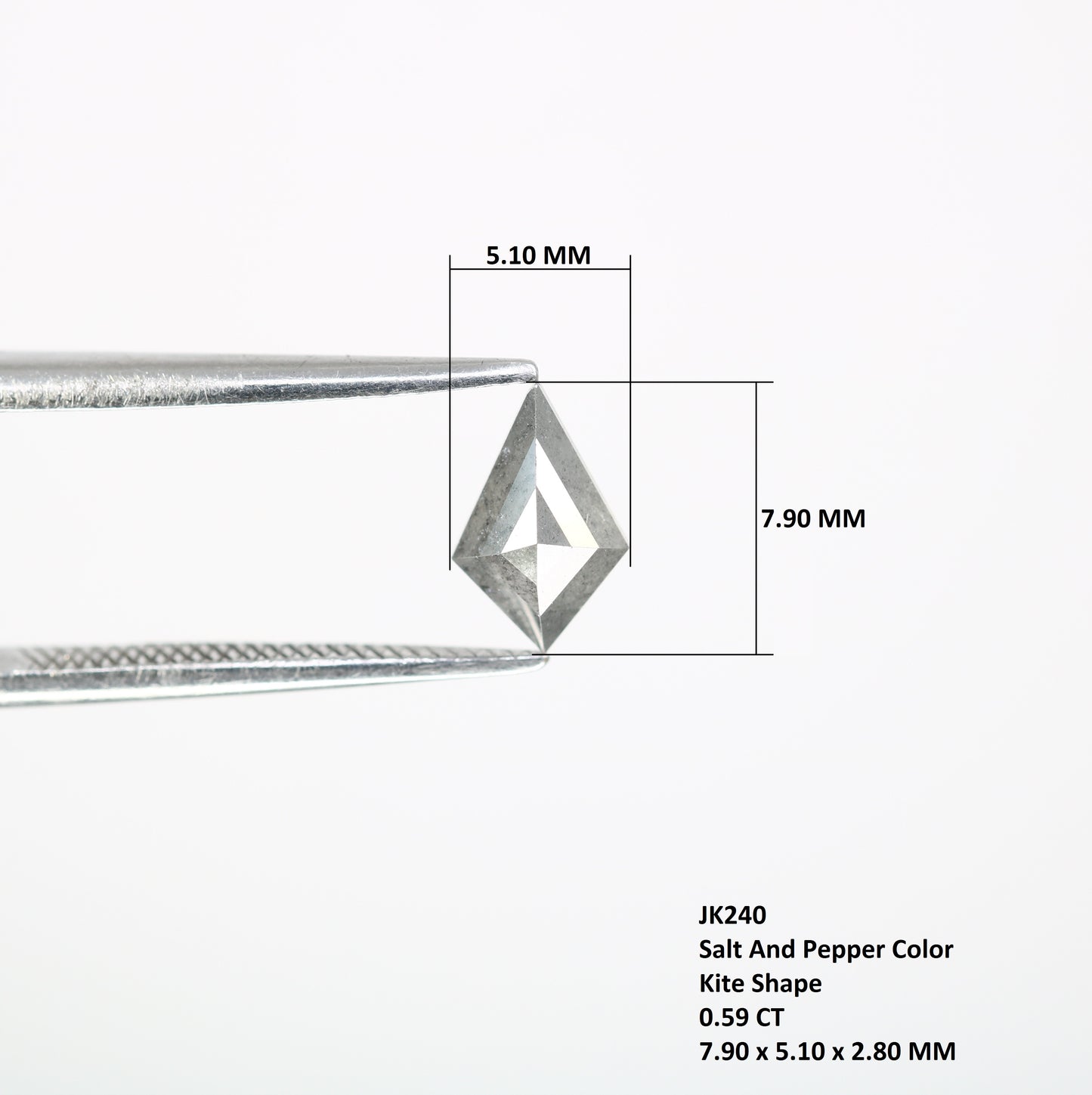0.59 CT Kite-Shaped Salt and Pepper Diamond – Unique Loose Gem for Artisan Engagement Rings - JayKrishna Diamond