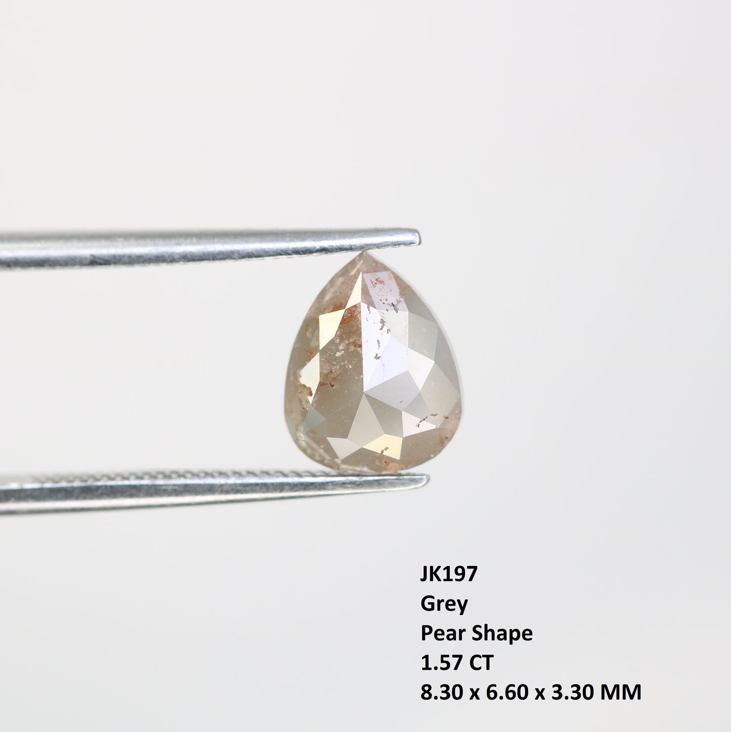 1.57 Carat Natural Loose Grey Pear Shaped Diamond For Wedding Ring - JayKrishna Diamond
