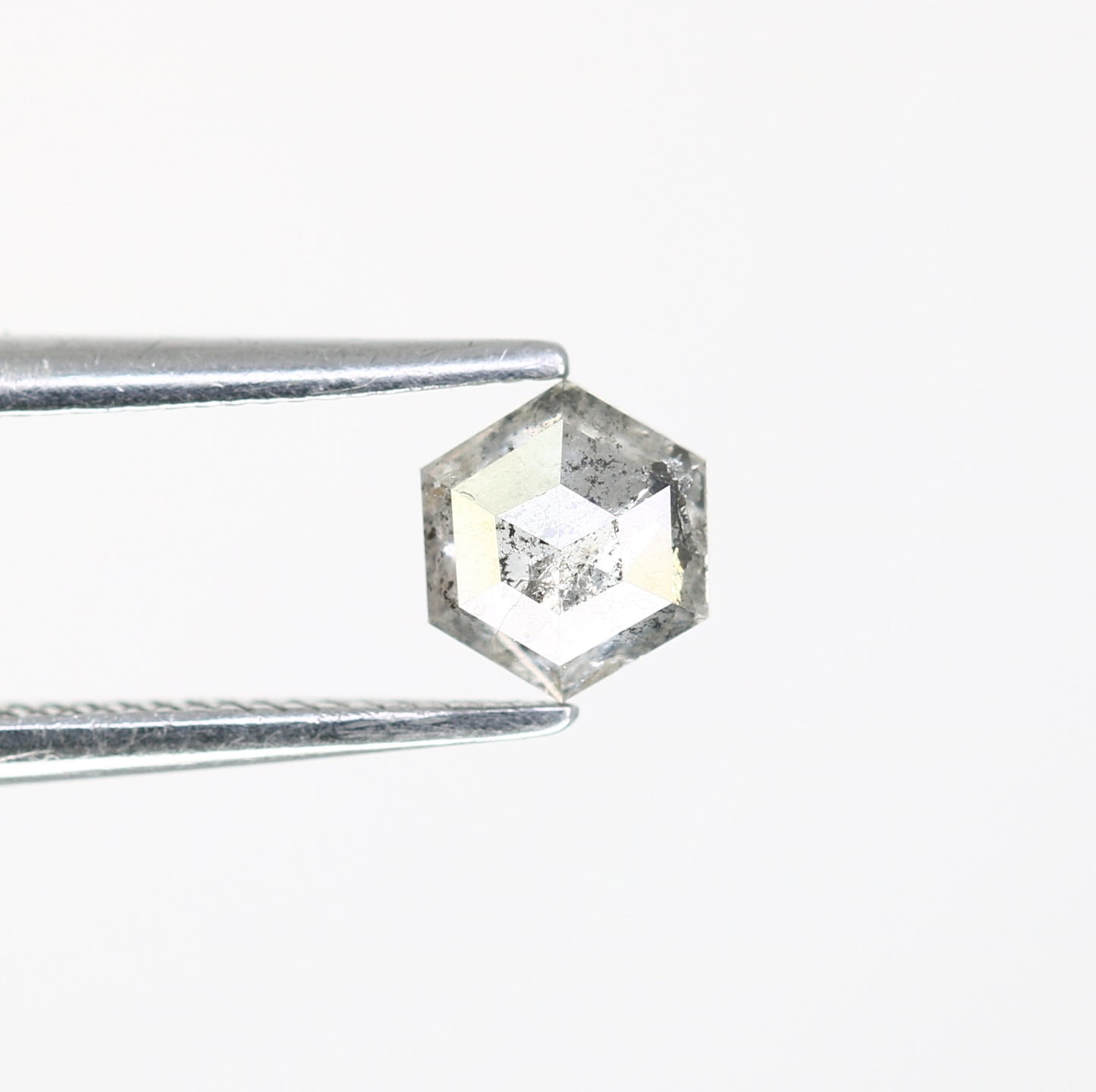 0.44 Carat Hexagon Shape 5.20 MM Salt and Pepper Diamond for Wedding Ring and Custom Artisan Jewelry Design - JayKrishna Diamond