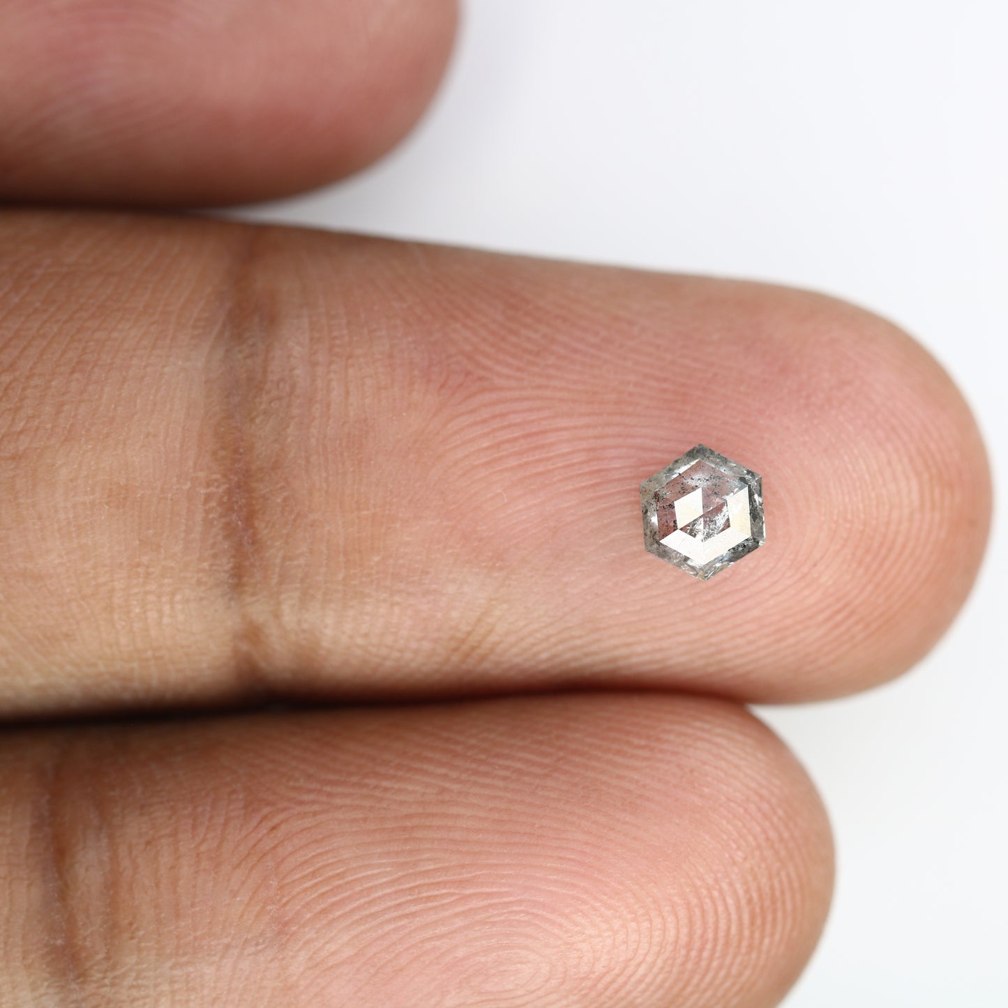 0.44 Carat Hexagon Shape 5.20 MM Salt and Pepper Diamond for Wedding Ring and Custom Artisan Jewelry Design - JayKrishna Diamond