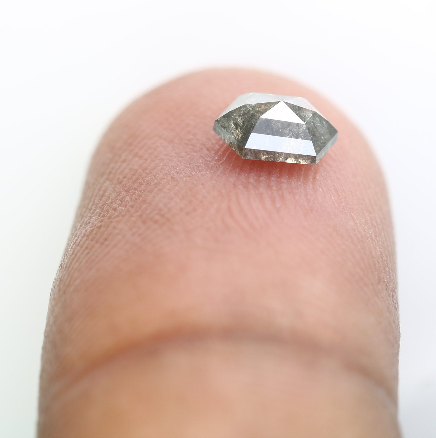 0.67 CT Elongated Hexagon Shape 6.40 MM Salt and Pepper Diamond for Engagement Ring - Unique Gemstone for Custom Bridal Jewelry Designs - JayKrishna Diamond