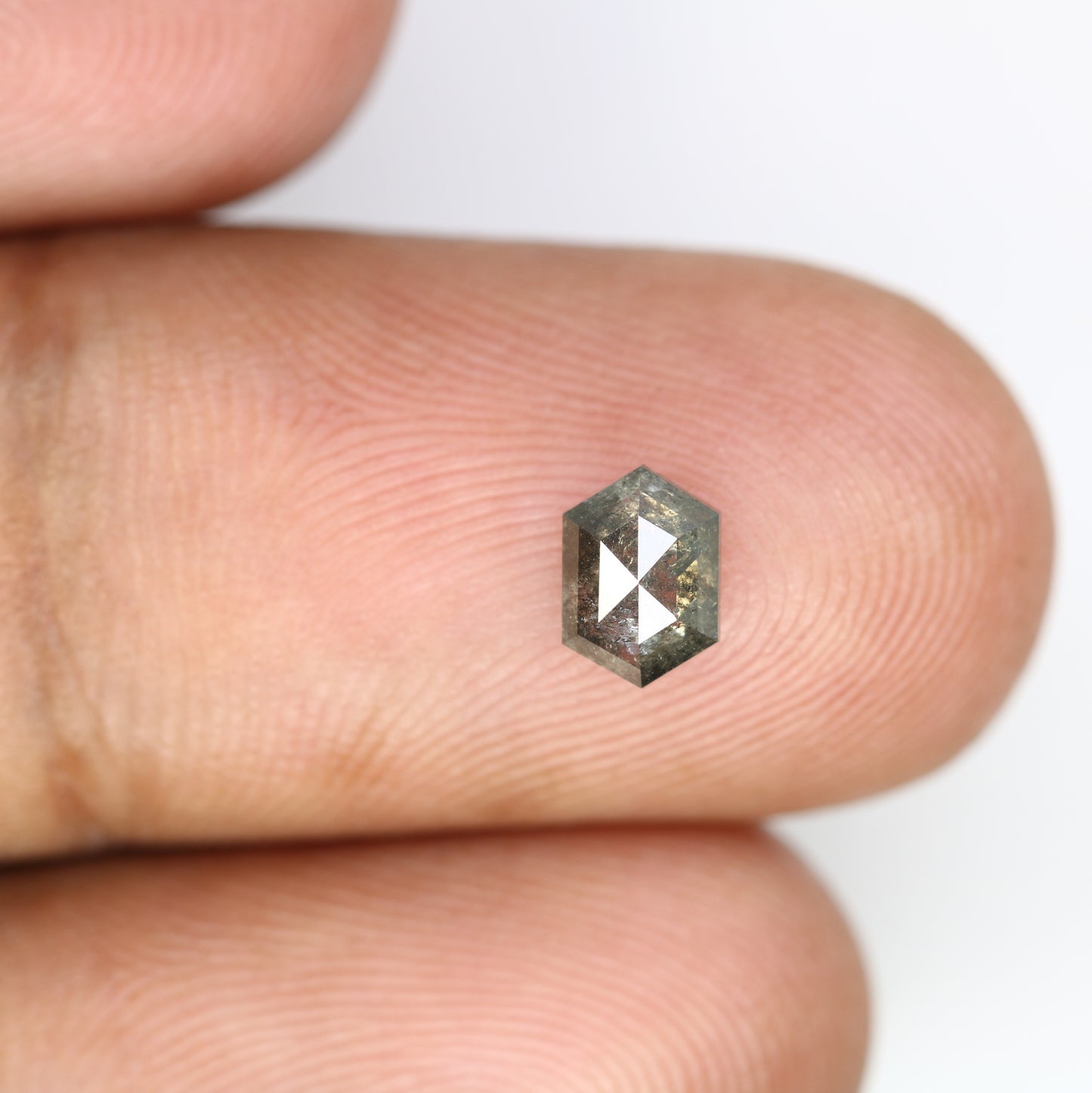 0.67 CT Elongated Hexagon Shape 6.40 MM Salt and Pepper Diamond for Engagement Ring - Unique Gemstone for Custom Bridal Jewelry Designs - JayKrishna Diamond