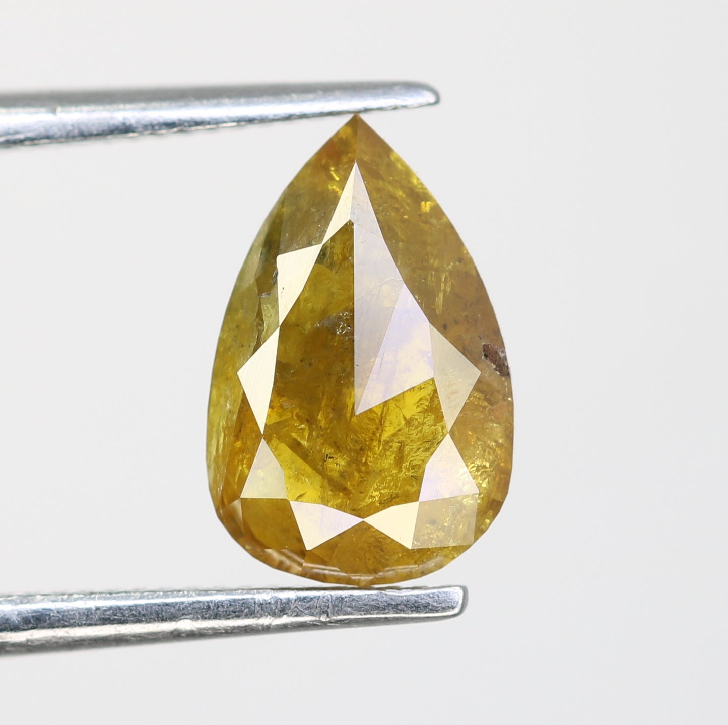 1.31 Carat Natural Green Rustic Pear Shape Diamond For Wedding Ring - JayKrishna Diamond