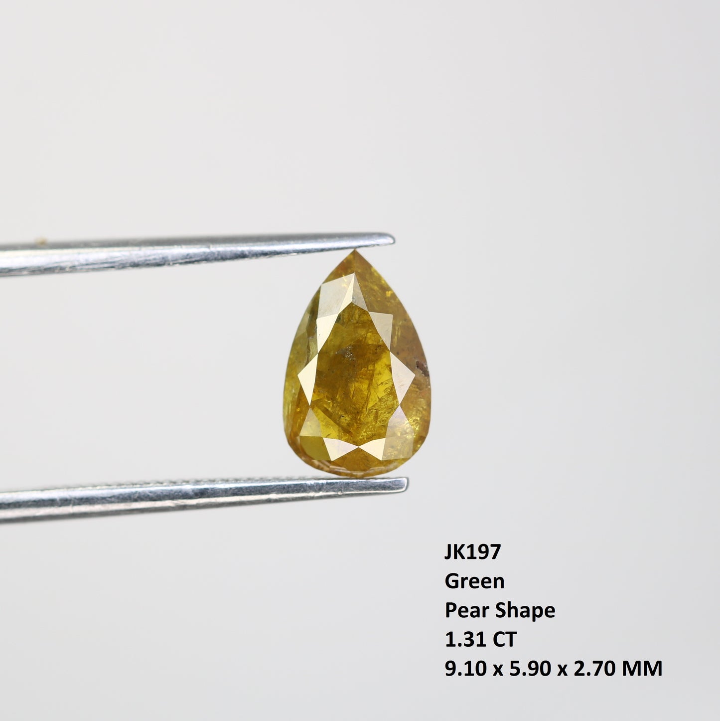 1.31 Carat Natural Green Rustic Pear Shape Diamond For Wedding Ring - JayKrishna Diamond