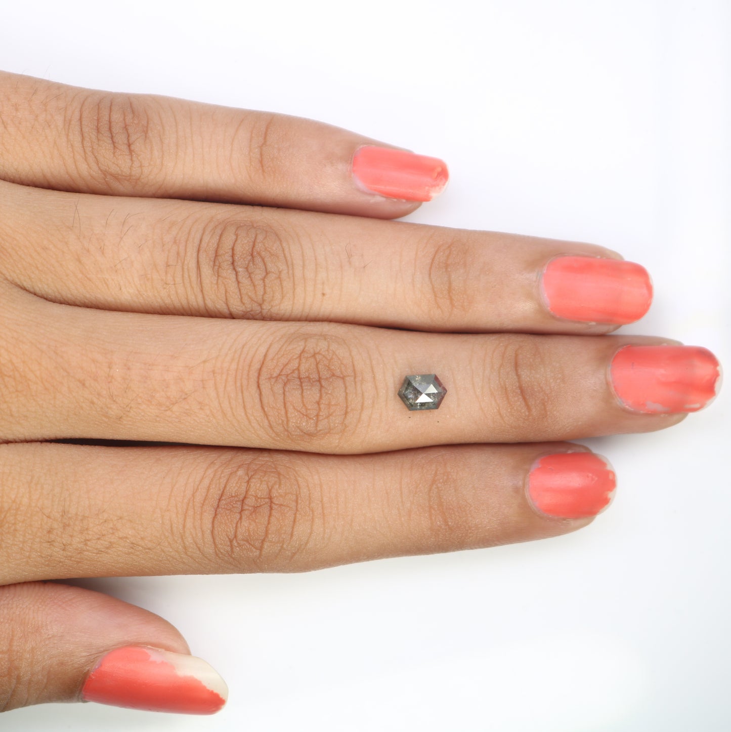 0.67 CT Elongated Hexagon Shape 6.40 MM Salt and Pepper Diamond for Engagement Ring - Unique Gemstone for Custom Bridal Jewelry Designs - JayKrishna Diamond