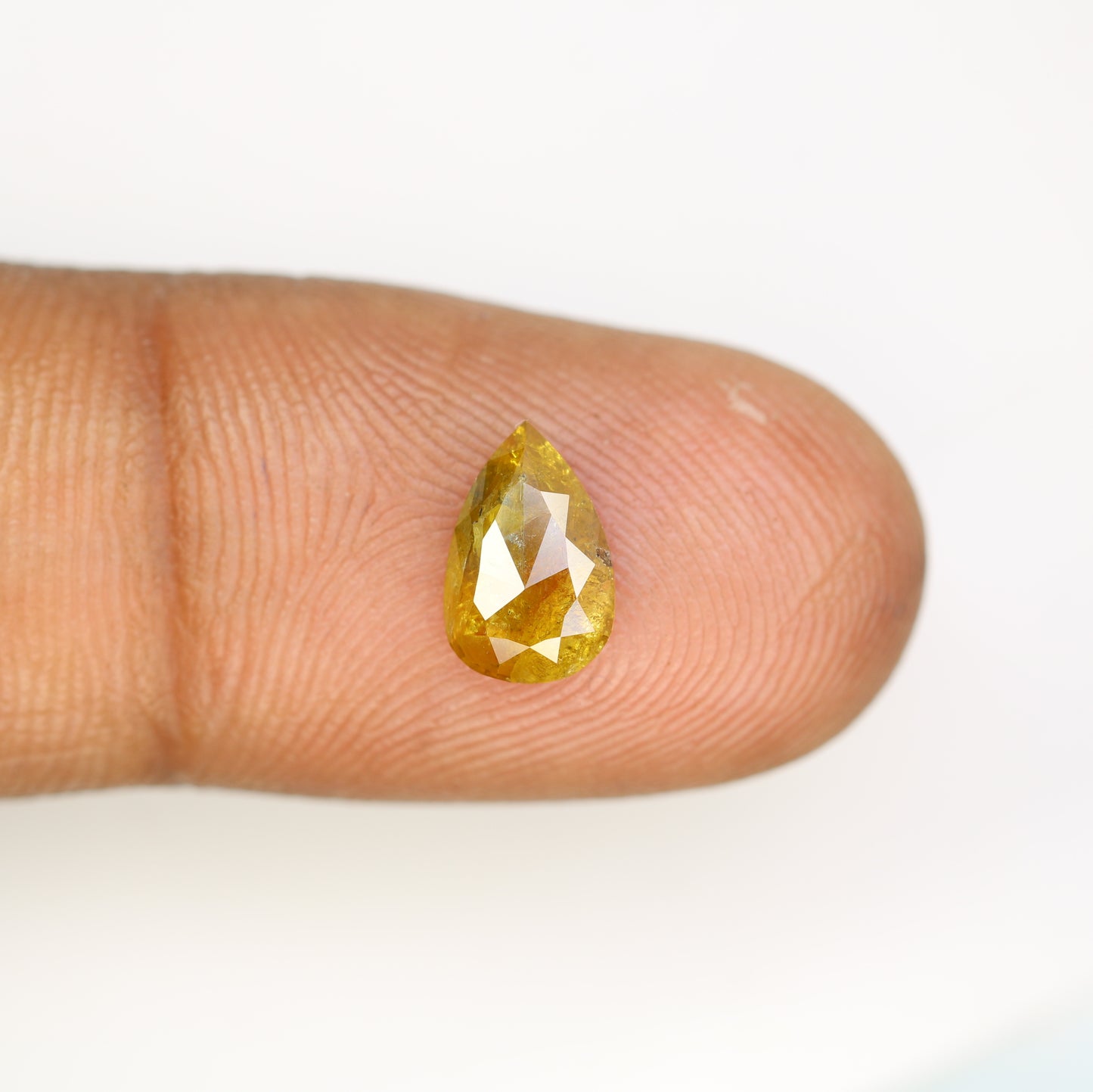 1.31 Carat Natural Green Rustic Pear Shape Diamond For Wedding Ring - JayKrishna Diamond