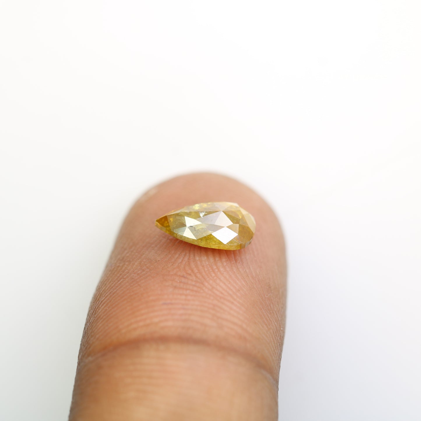 1.31 Carat Natural Green Rustic Pear Shape Diamond For Wedding Ring - JayKrishna Diamond