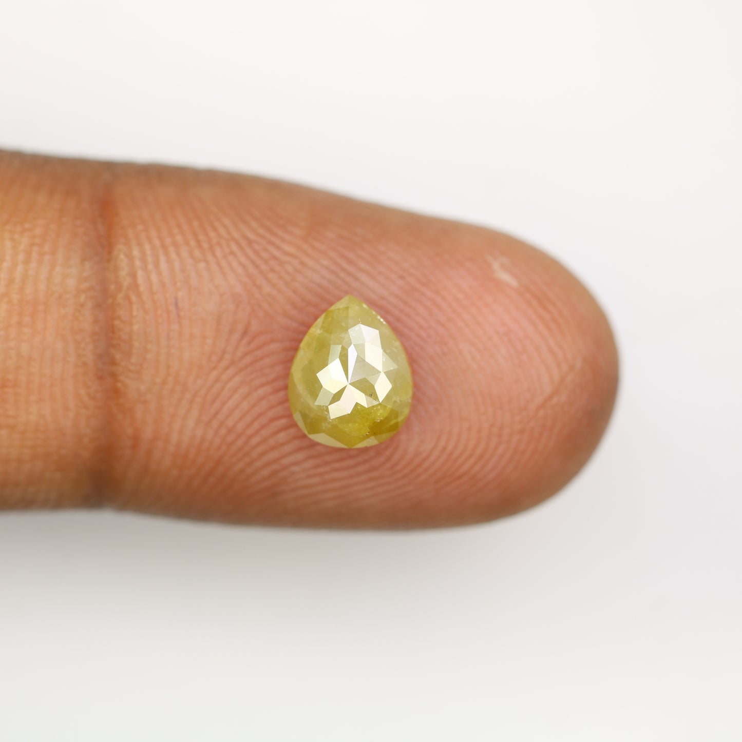 1.74 Carat Pear Cut Loose Natural Rustic Green Diamond For Engagement Ring - JayKrishna Diamond