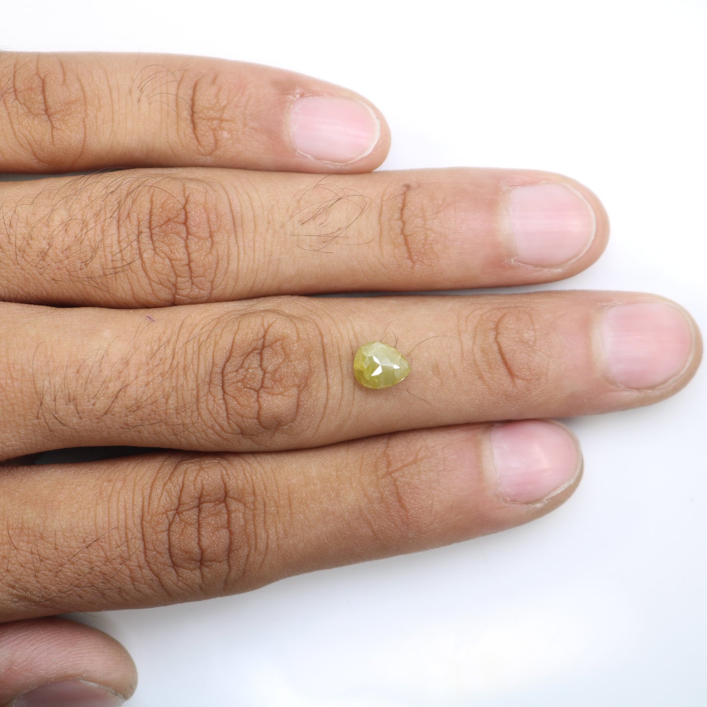 1.74 Carat Pear Cut Loose Natural Rustic Green Diamond For Engagement Ring - JayKrishna Diamond