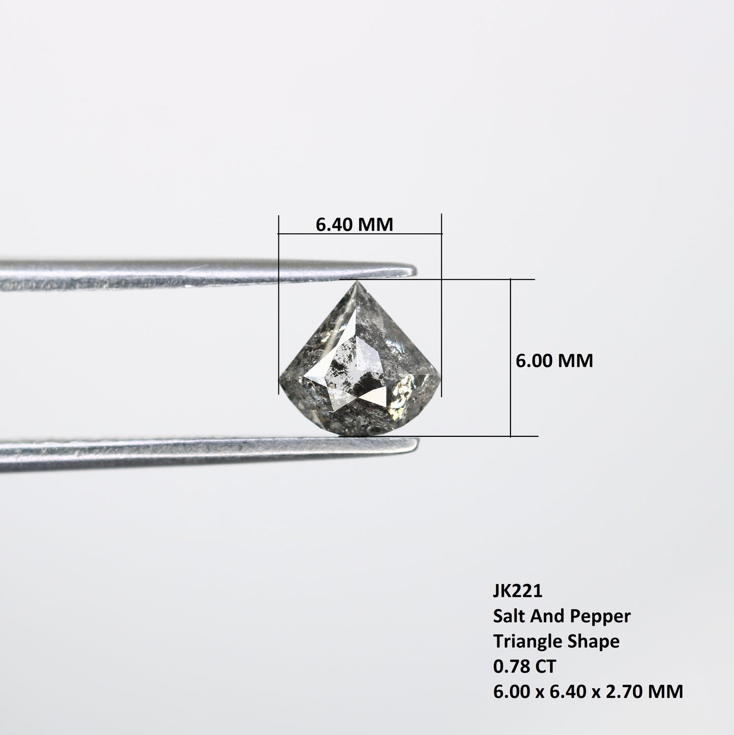 0.78 CT Triangle Shape Salt And Pepper Diamond For Engagement Ring - JayKrishna Diamond