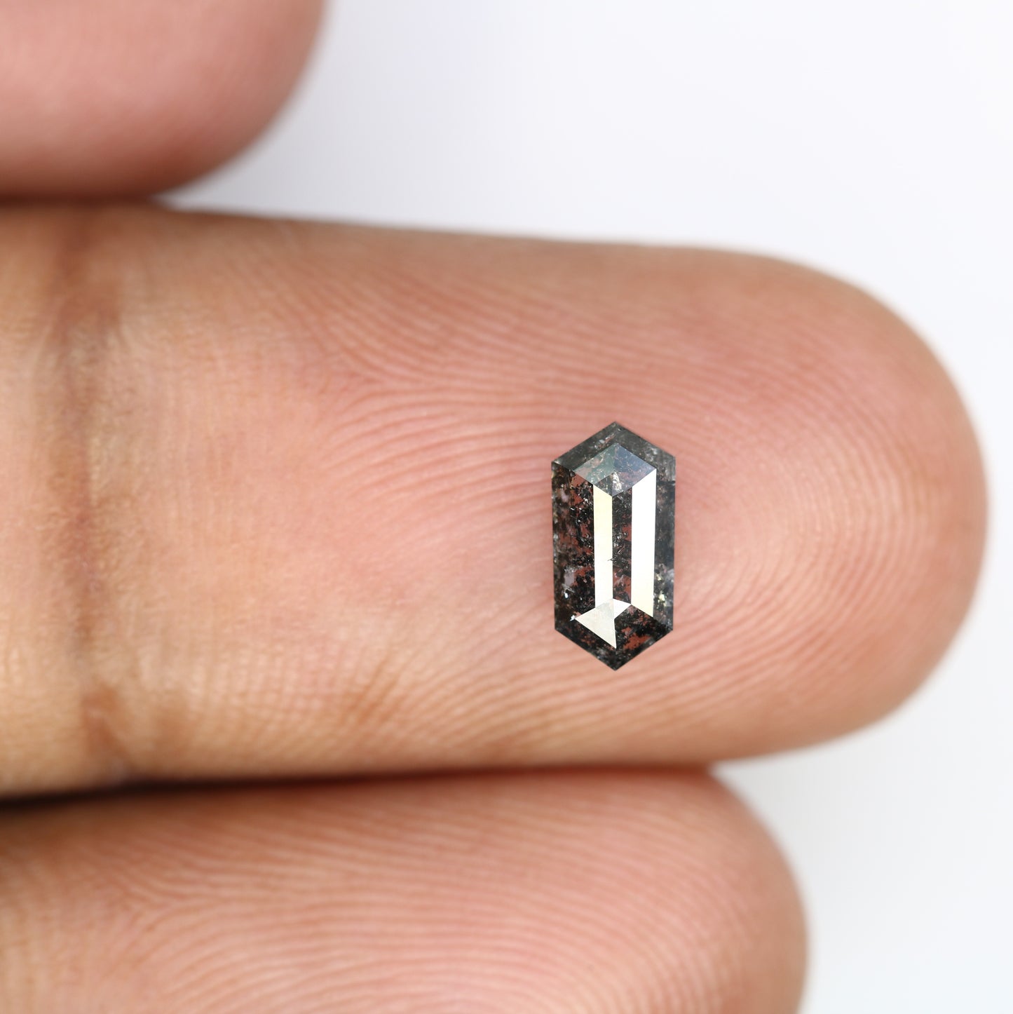 0.63 CT Elongated Hexagon Shape Salt and Pepper Diamond (7.80 MM) for a Striking Engagement Ring: Distinctive Gemstone Jewelry Piece - JayKrishna Diamond