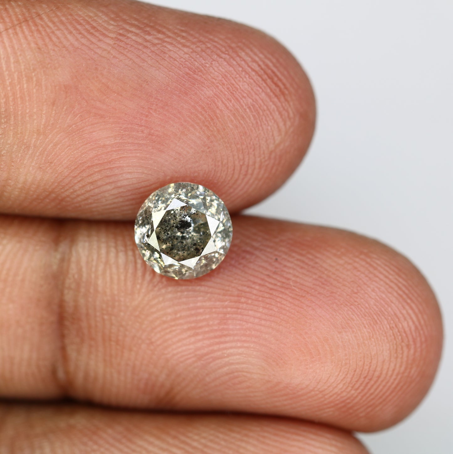 1.87 CT Round Brilliant Cut Salt And Pepper Diamond For Engagement Ring - JayKrishna Diamond