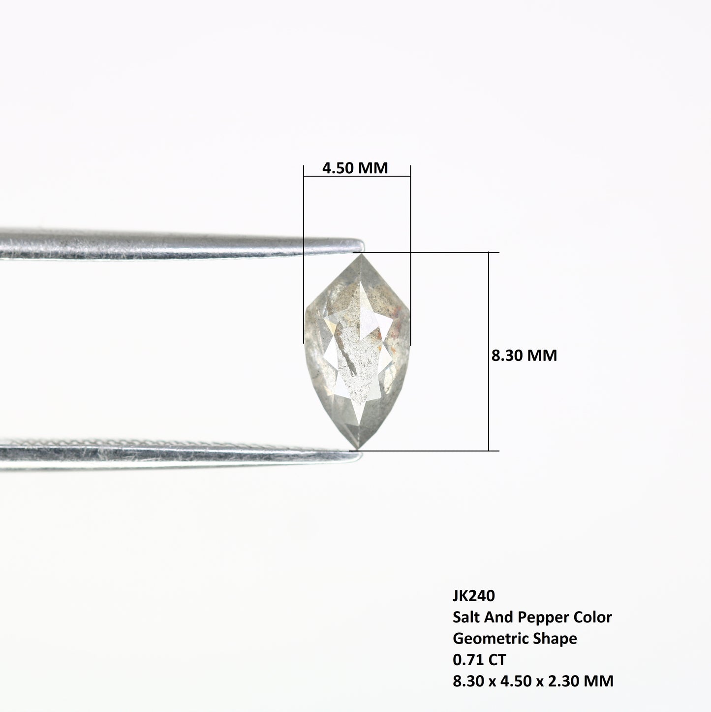 0.71 Carat Geometric Shape 8.30 MM Salt And Pepper Diamond For Wedding Ring - JayKrishna Diamond