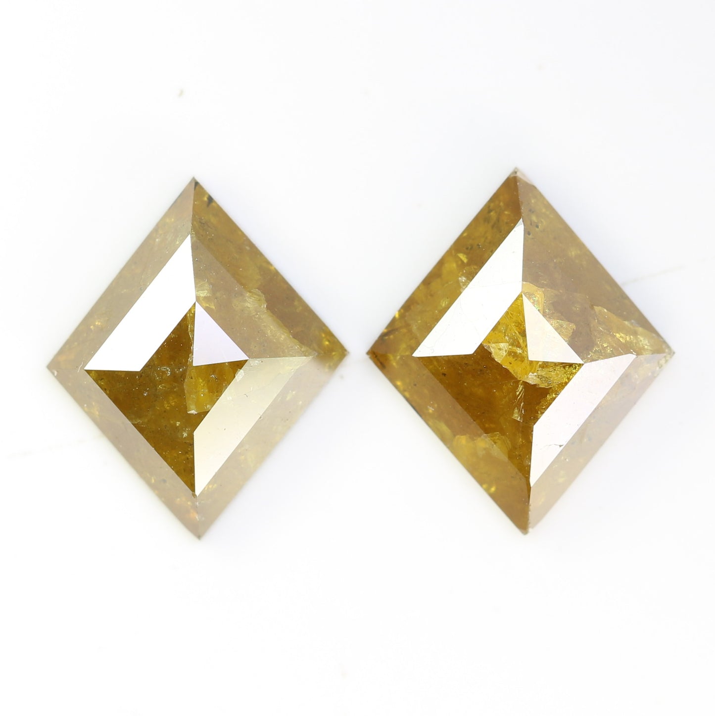 5.17 Carat Kite Shape Diamond Pair Natural Yellow Rustic Diamond For Wedding Ring - JayKrishna Diamond