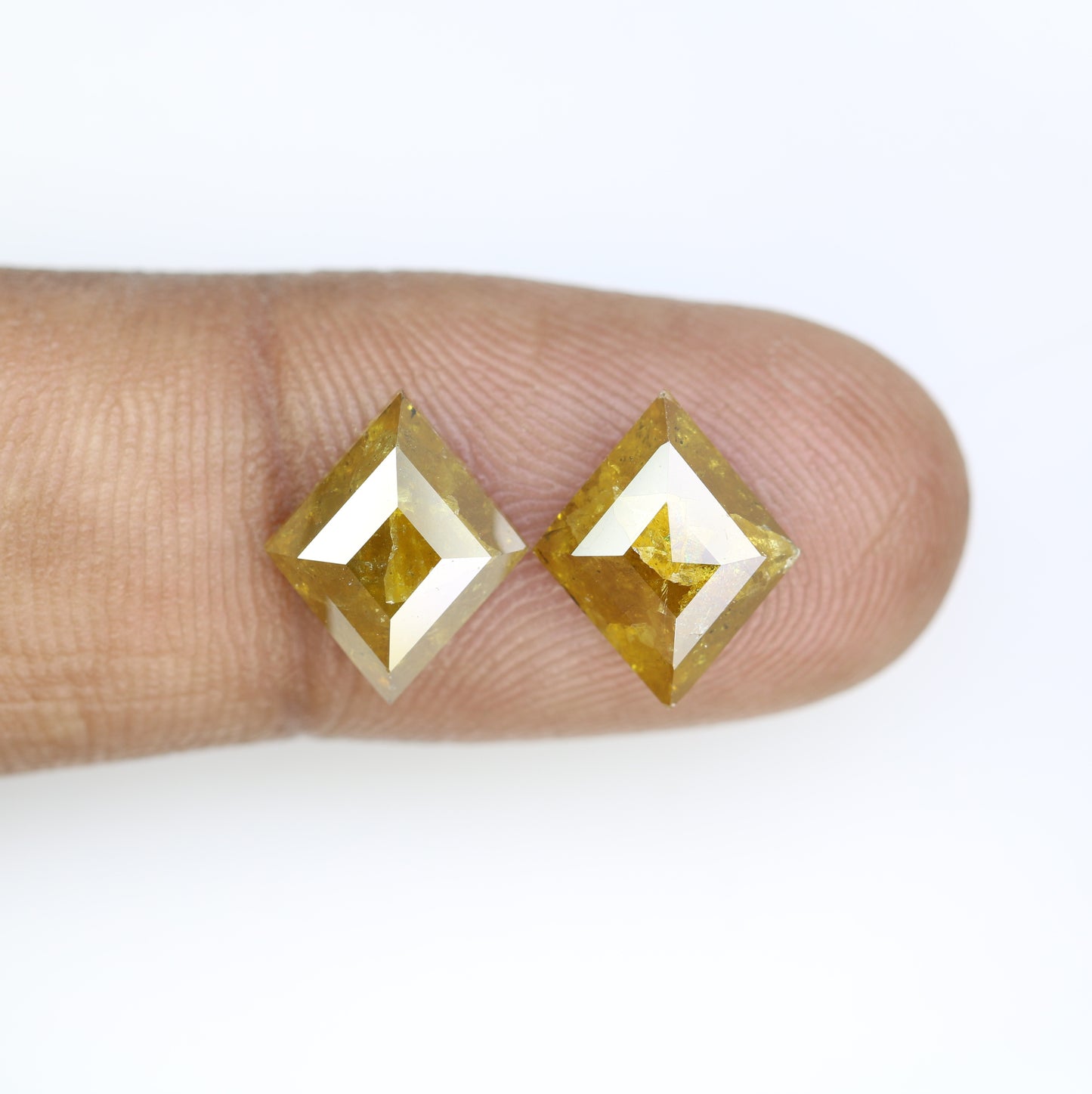 5.17 Carat Kite Shape Diamond Pair Natural Yellow Rustic Diamond For Wedding Ring - JayKrishna Diamond