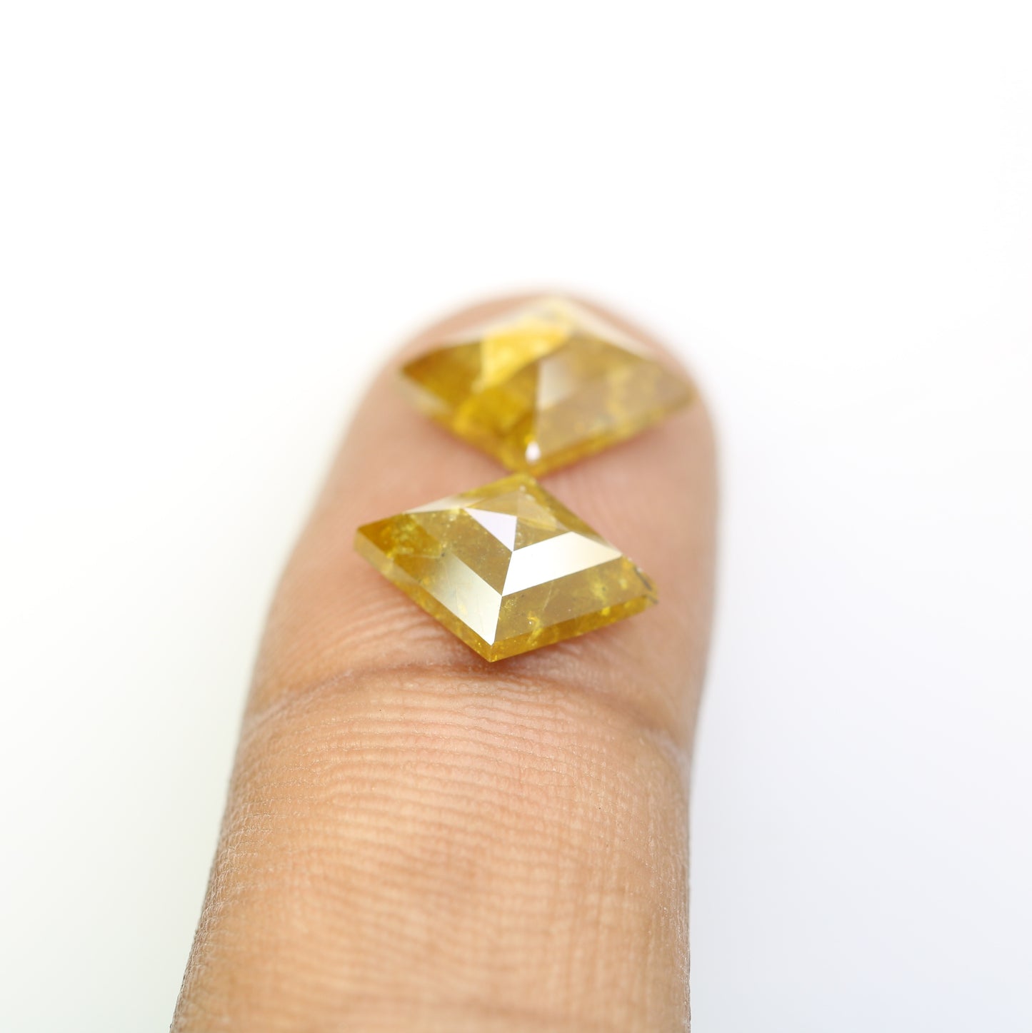 5.17 Carat Kite Shape Diamond Pair Natural Yellow Rustic Diamond For Wedding Ring - JayKrishna Diamond