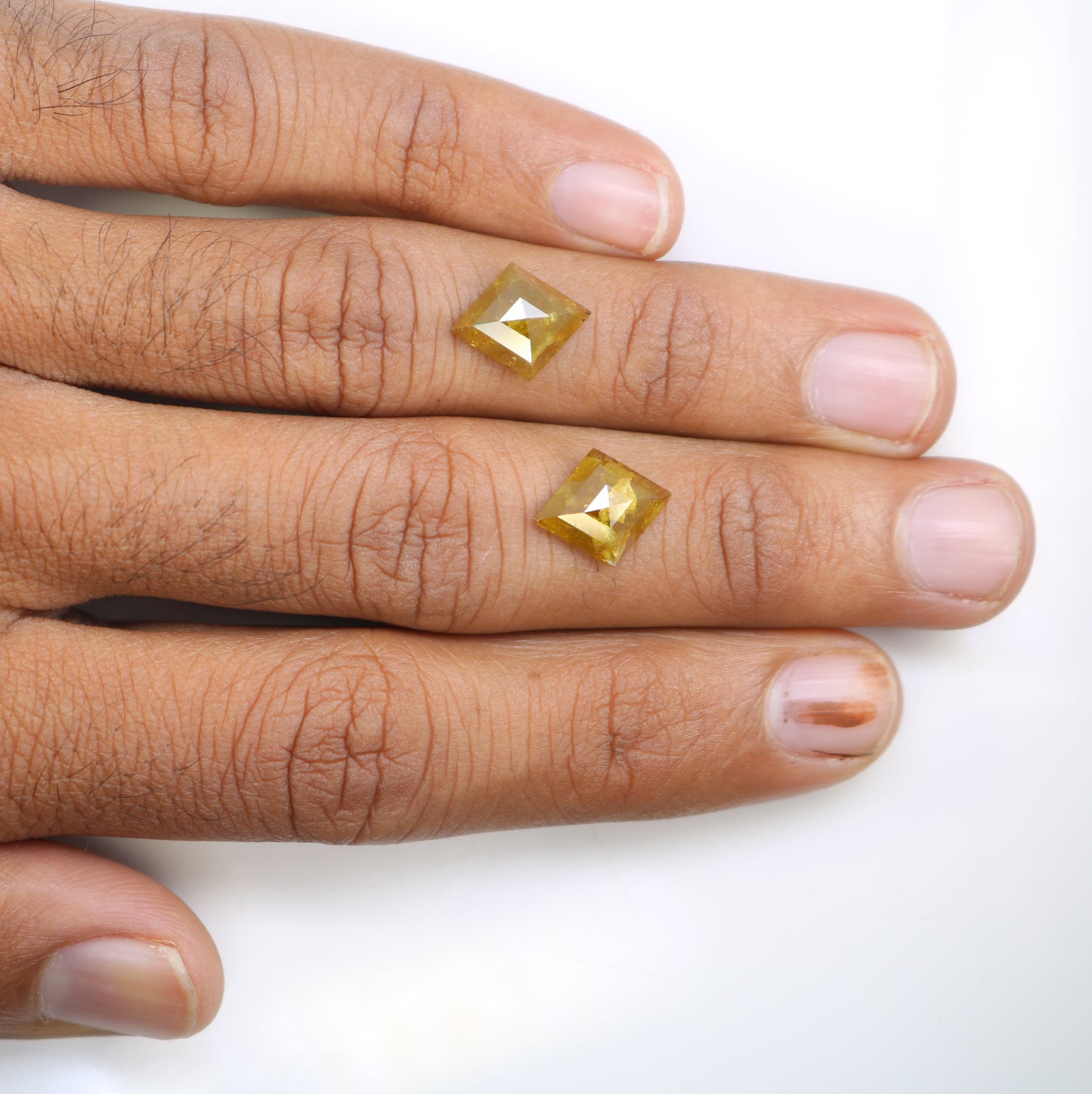 5.17 Carat Kite Shape Diamond Pair Natural Yellow Rustic Diamond For Wedding Ring - JayKrishna Diamond