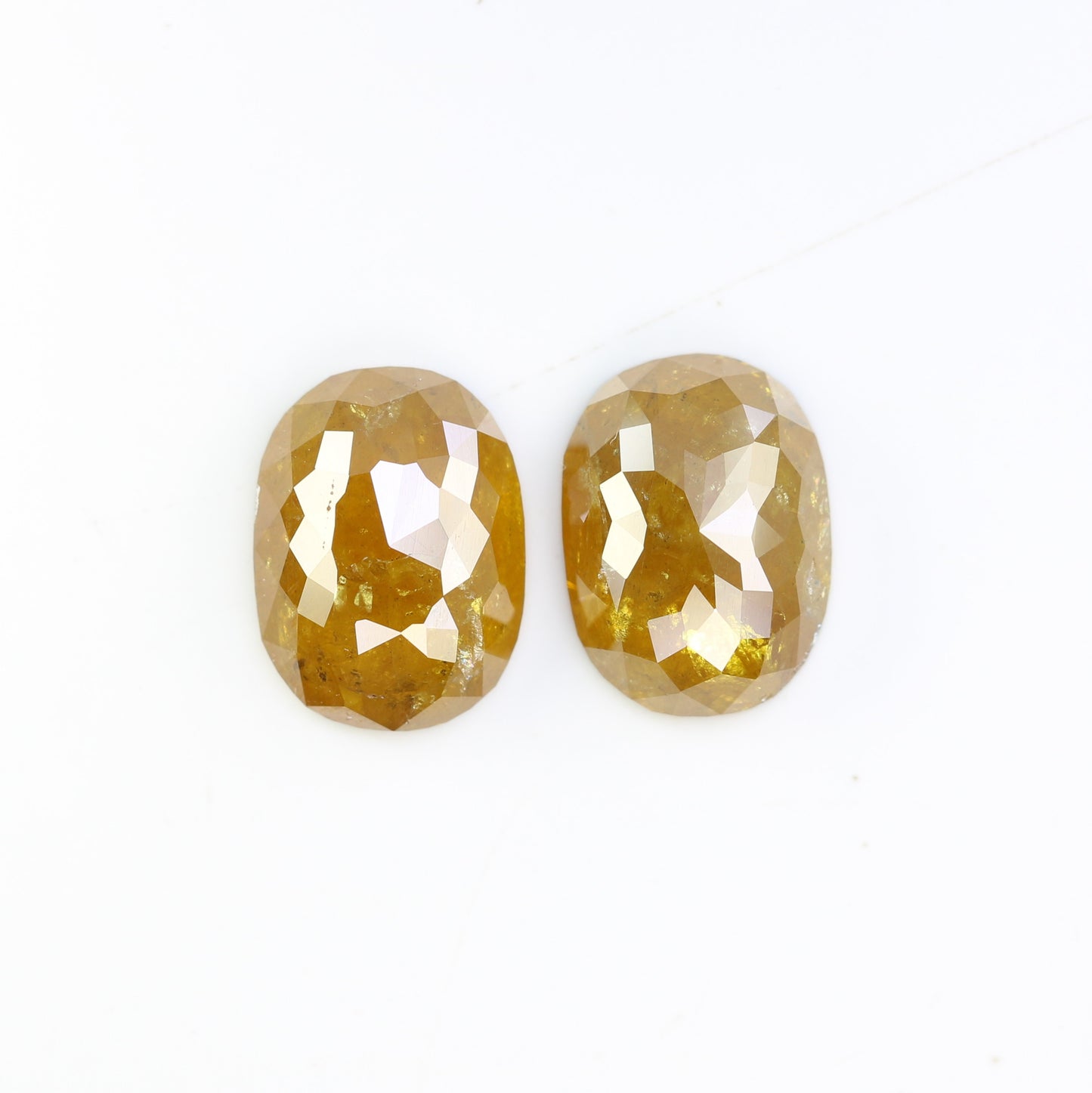 5.22 Carat Oval Shape Natural Yellow Rustic Diamond Pair For Engagement Ring - JayKrishna Diamond