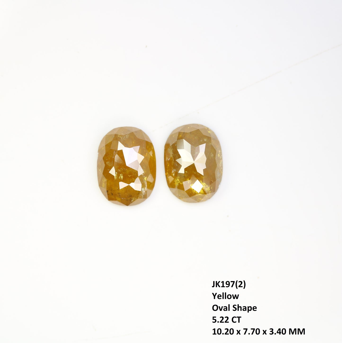 5.22 Carat Oval Shape Natural Yellow Rustic Diamond Pair For Engagement Ring - JayKrishna Diamond