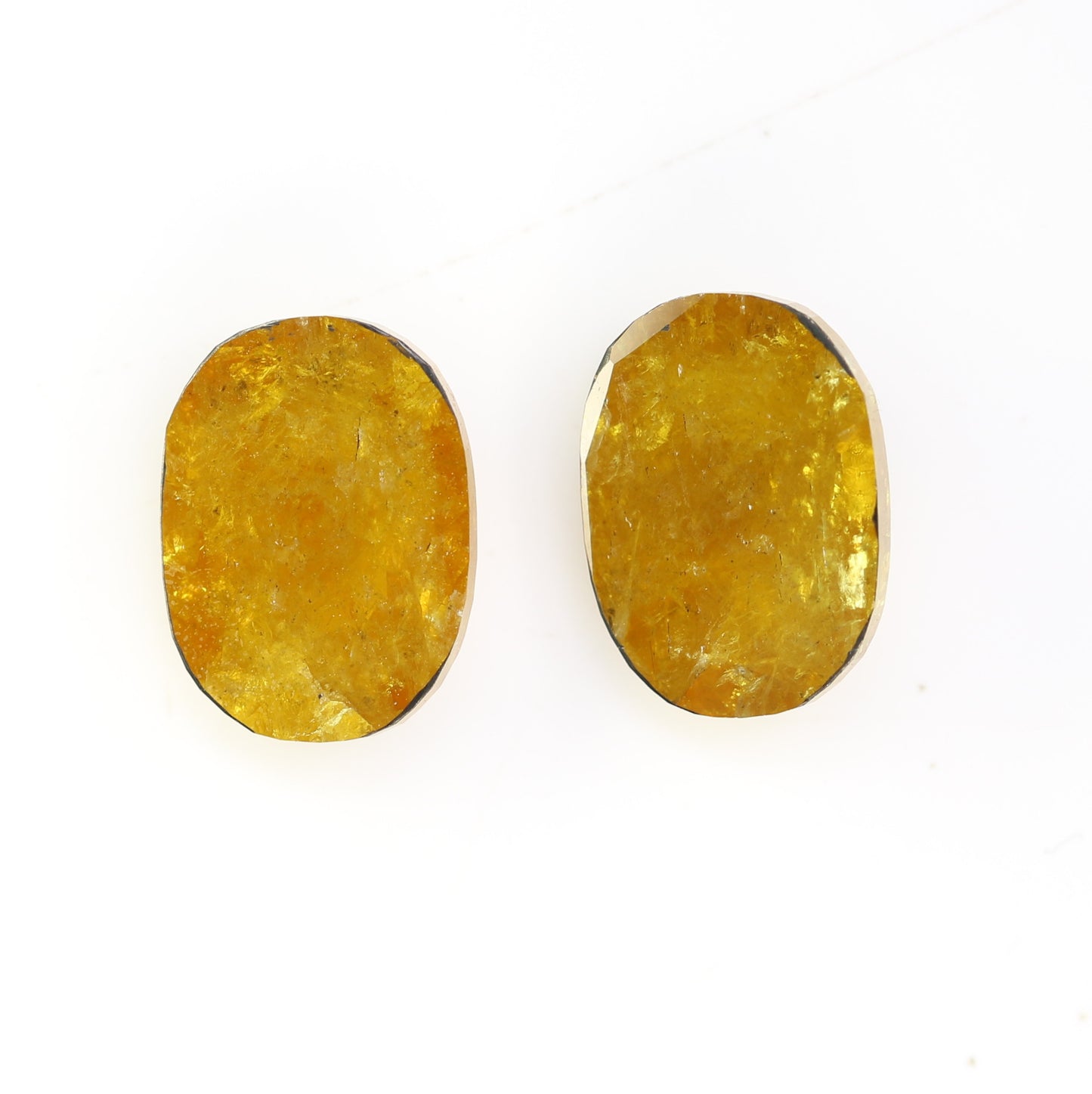 5.22 Carat Oval Shape Natural Yellow Rustic Diamond Pair For Engagement Ring - JayKrishna Diamond