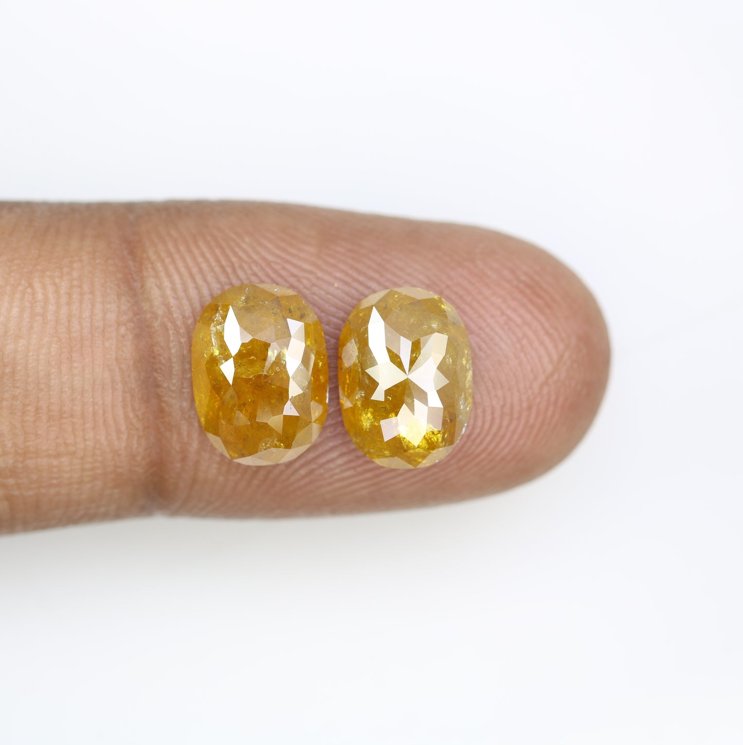 5.22 Carat Oval Shape Natural Yellow Rustic Diamond Pair For Engagement Ring - JayKrishna Diamond