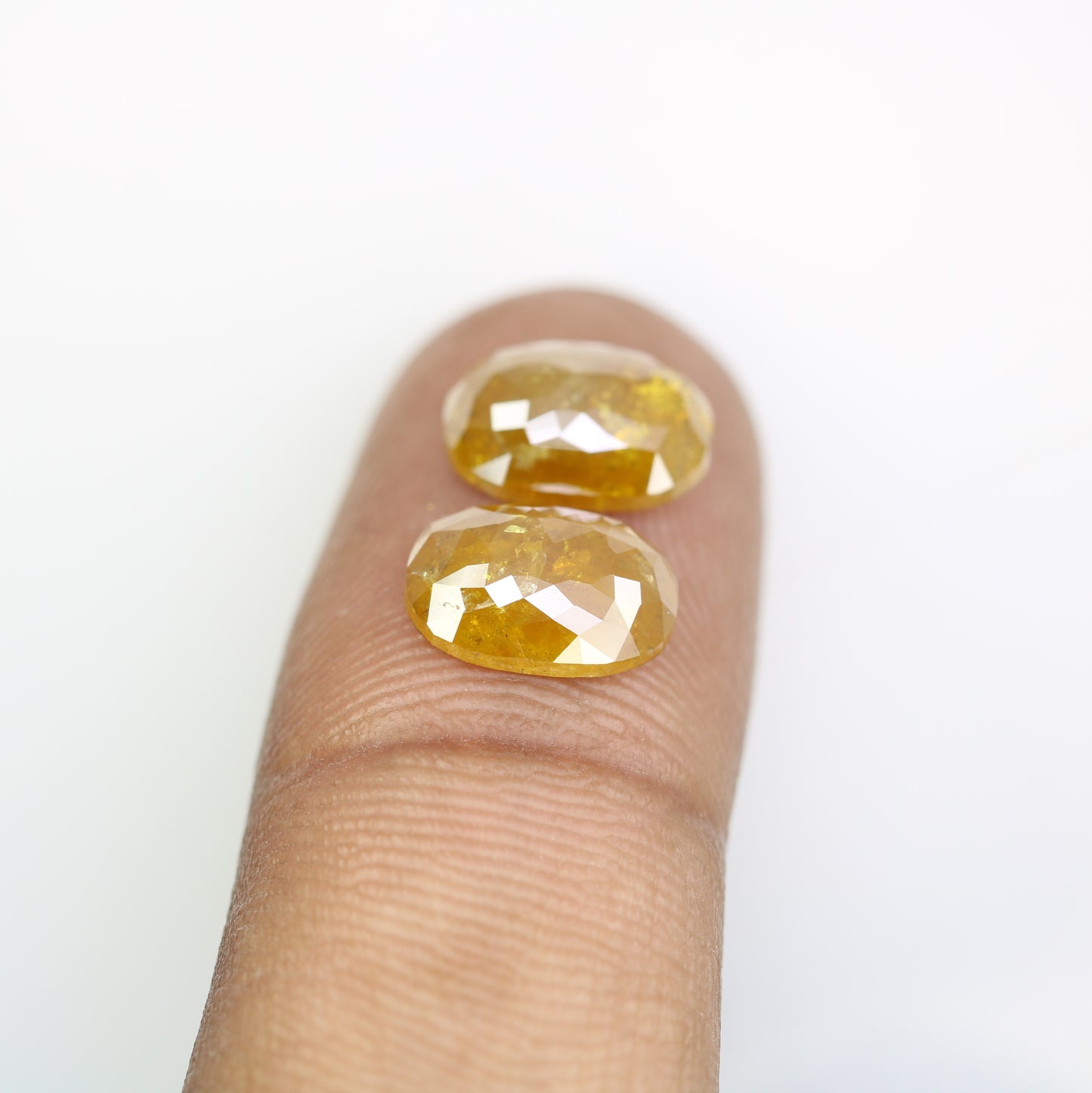 5.22 Carat Oval Shape Natural Yellow Rustic Diamond Pair For Engagement Ring - JayKrishna Diamond