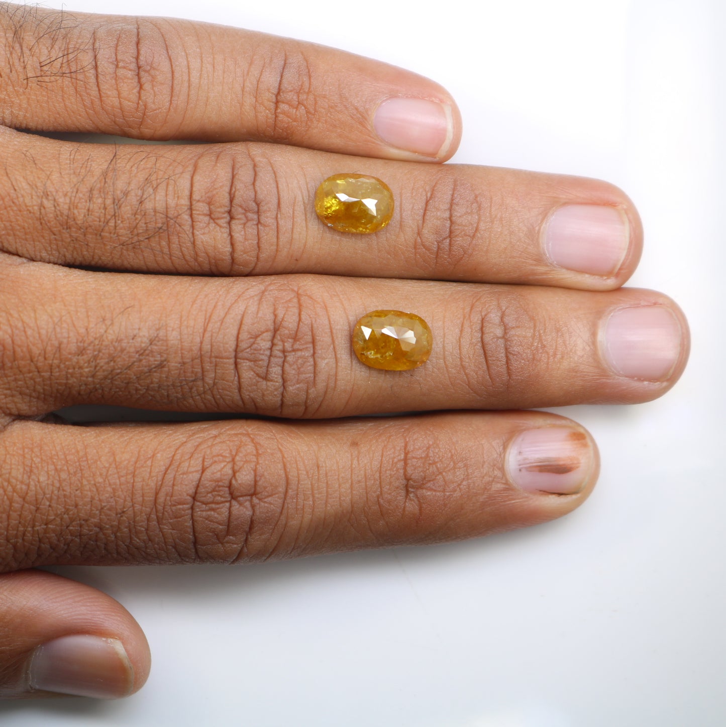 5.22 Carat Oval Shape Natural Yellow Rustic Diamond Pair For Engagement Ring - JayKrishna Diamond